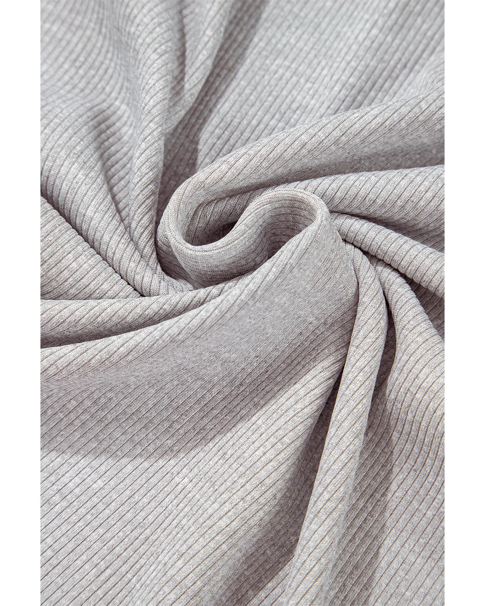 Gray Colorblock Ribbed Collared Oversized Sweatshirt - L