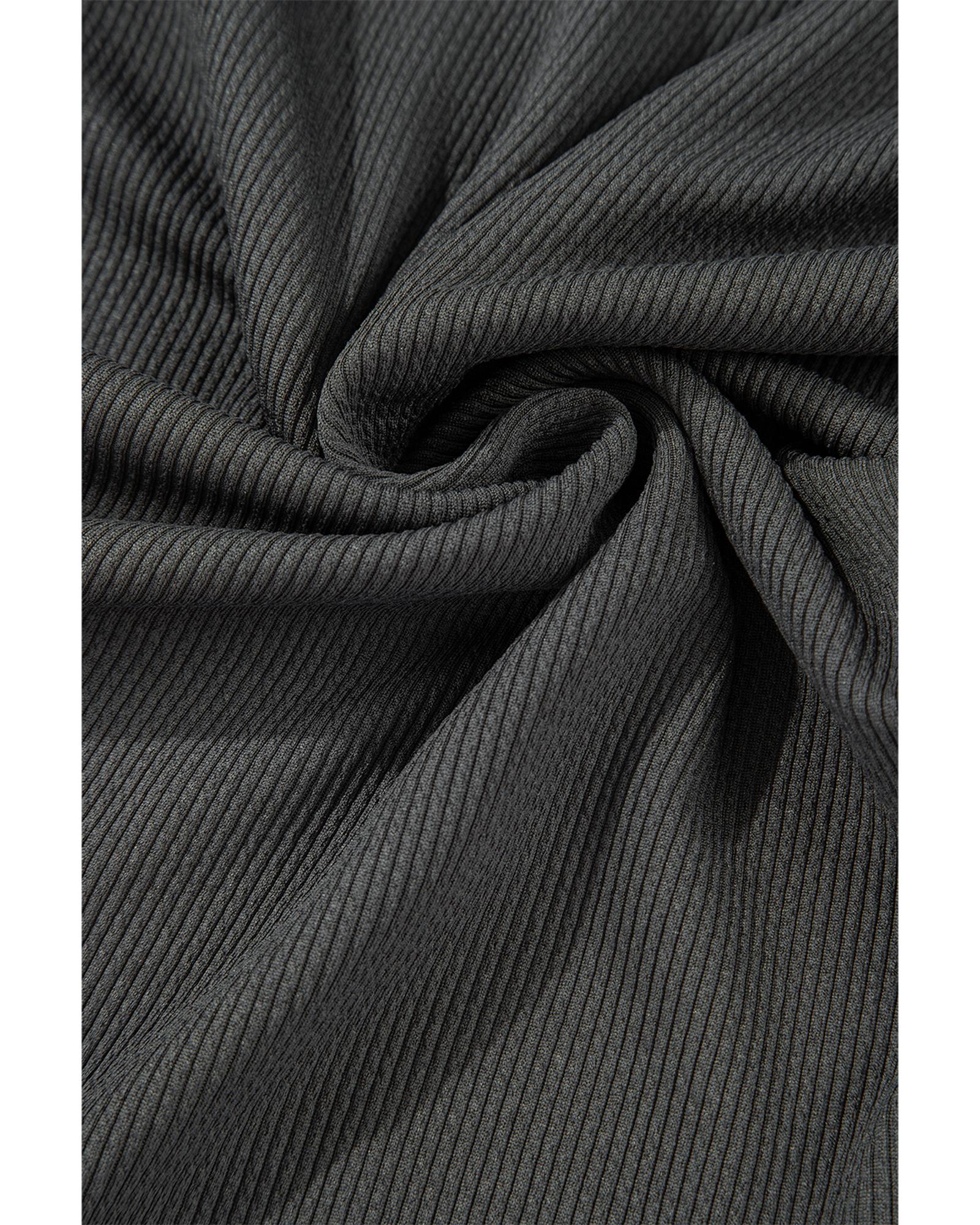 Gray Colorblock Ribbed Collared Oversized Sweatshirt - L