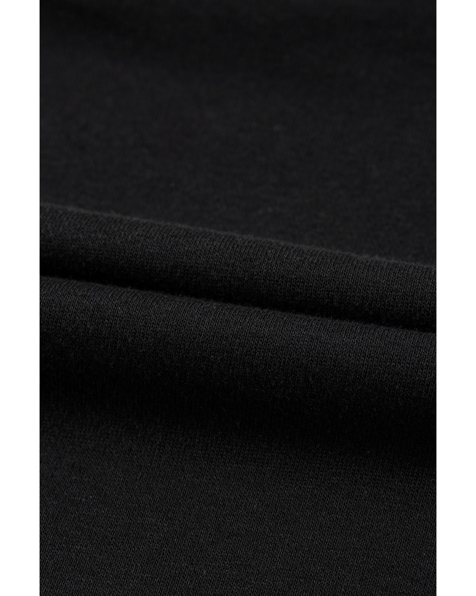 Black GAME DAY Rugby Sequined Tasseled Cropped Sweatshirt - 2XL