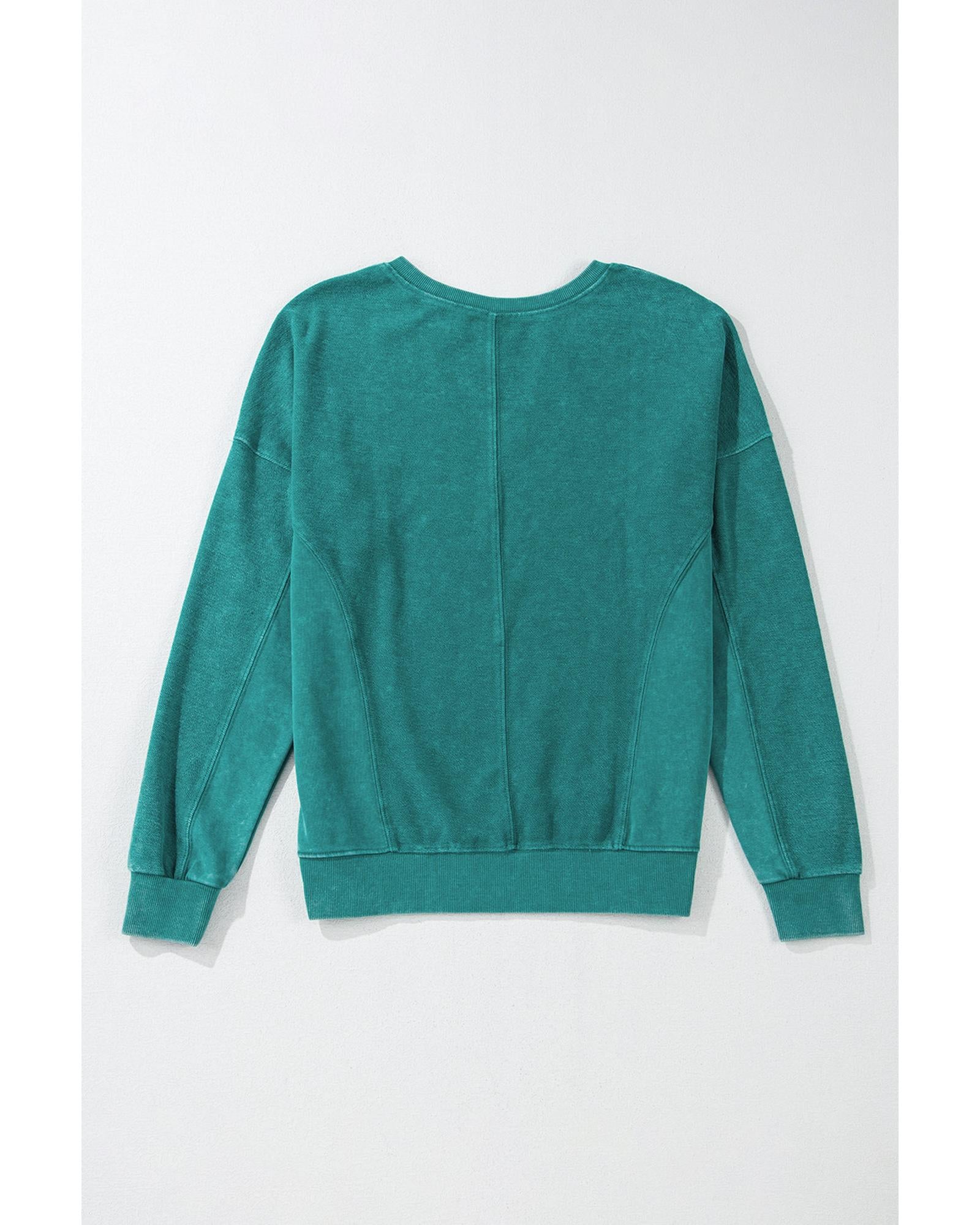 Skobeloff Solid Color Notched Neck Drop Shoulder Sweatshirt - S
