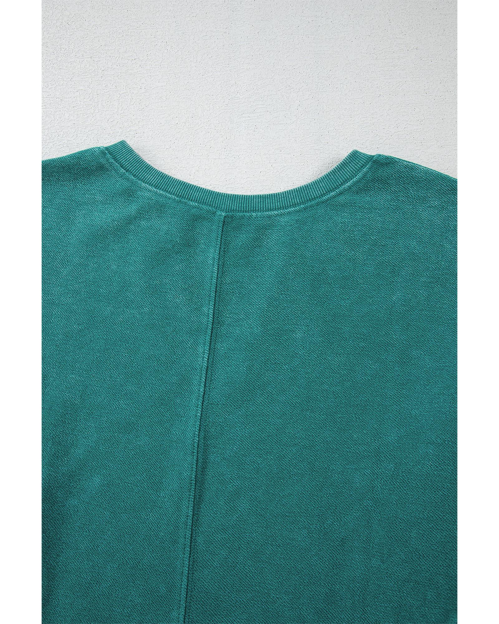 Skobeloff Solid Color Notched Neck Drop Shoulder Sweatshirt - XL