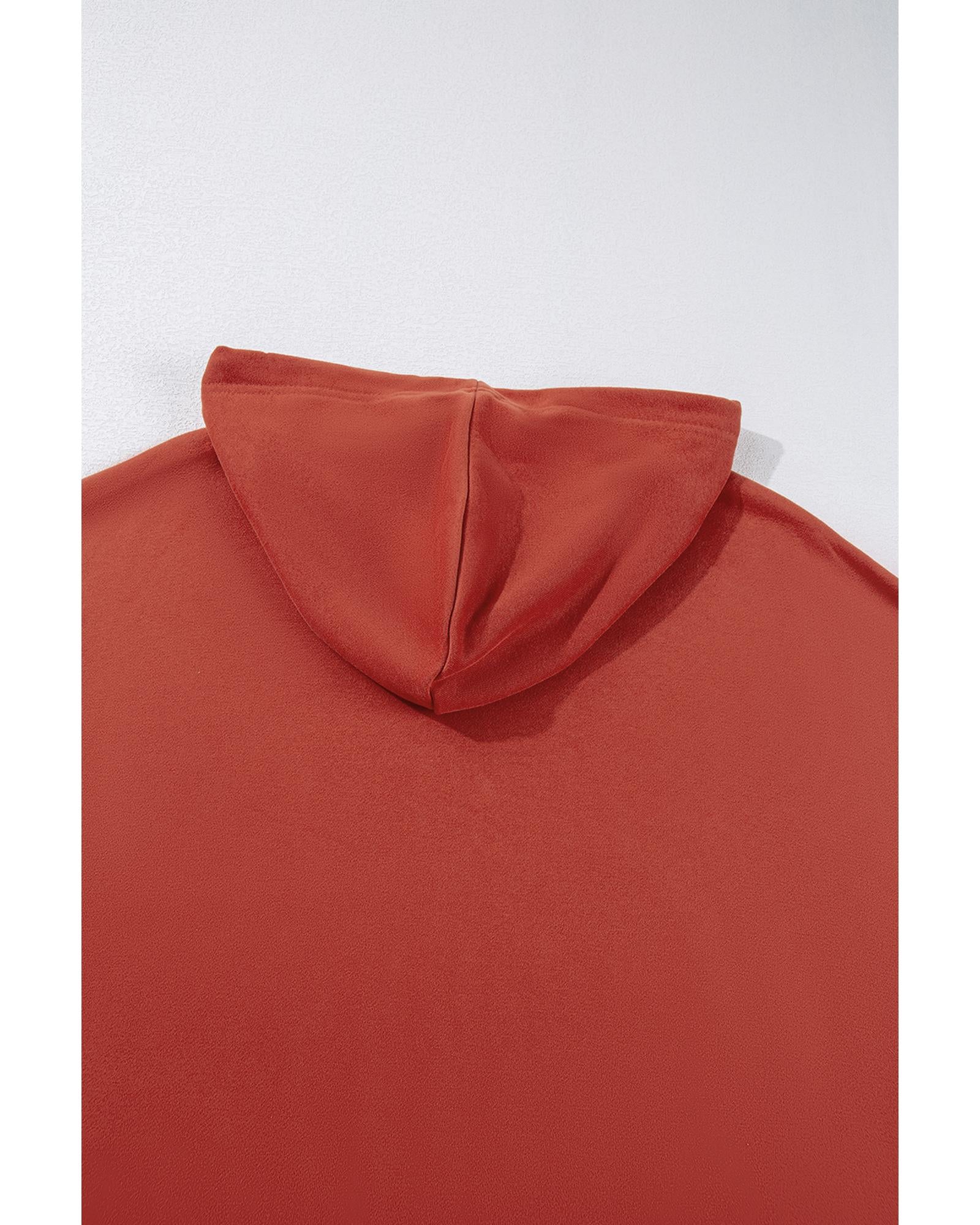 Red Clay Drop Shoulder Pocketed Baggy Drawstring Hoodie - 2XL
