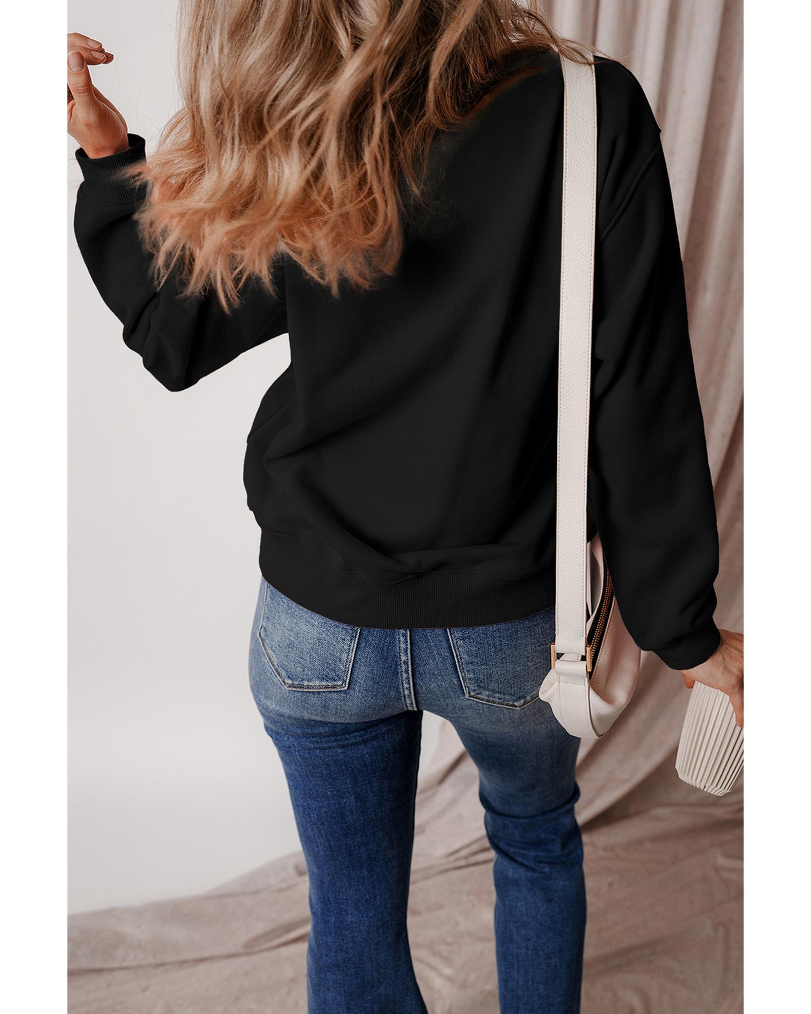 Black SPOOKY Graphic Drop Shoulder Halloween Pullover Sweatshirt - 2XL