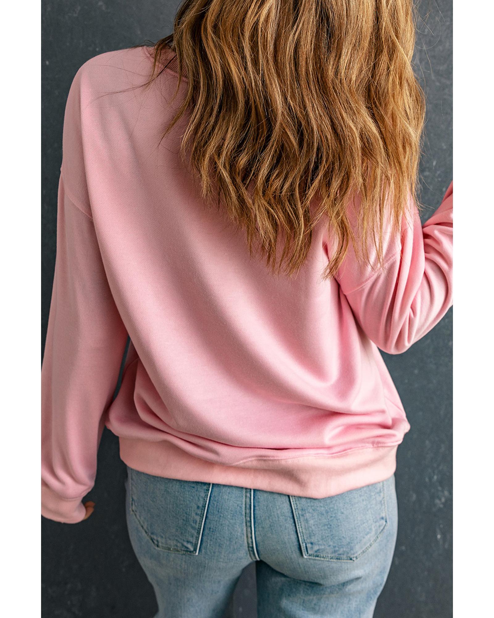 Pink Fancy Checkered Father Christmas Graphic Sweatshirt - 2XL