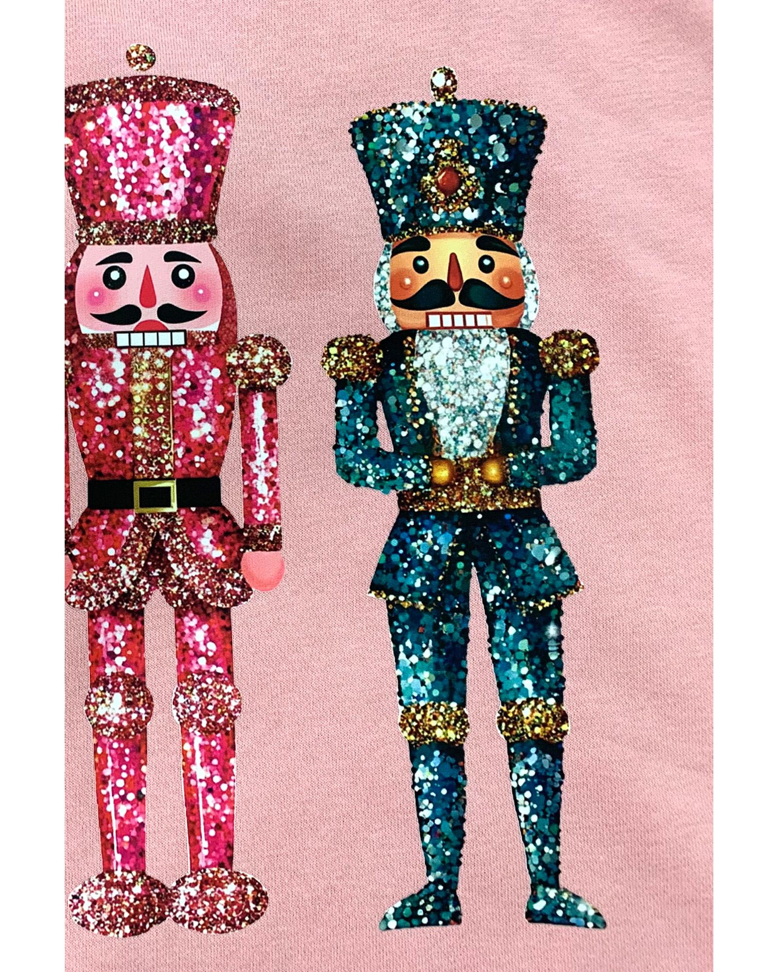 Pink Shimmer Nutcracker Graphic Christmas Pullover Sweatshirt - L