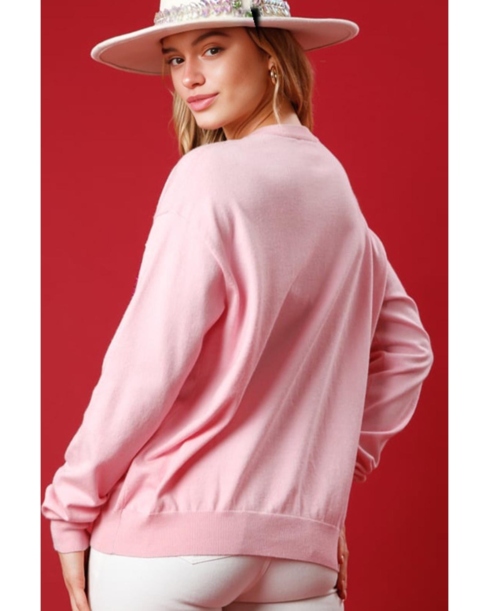 Pink Nutcracker Christmas Crew Neck Sweatshirt - L