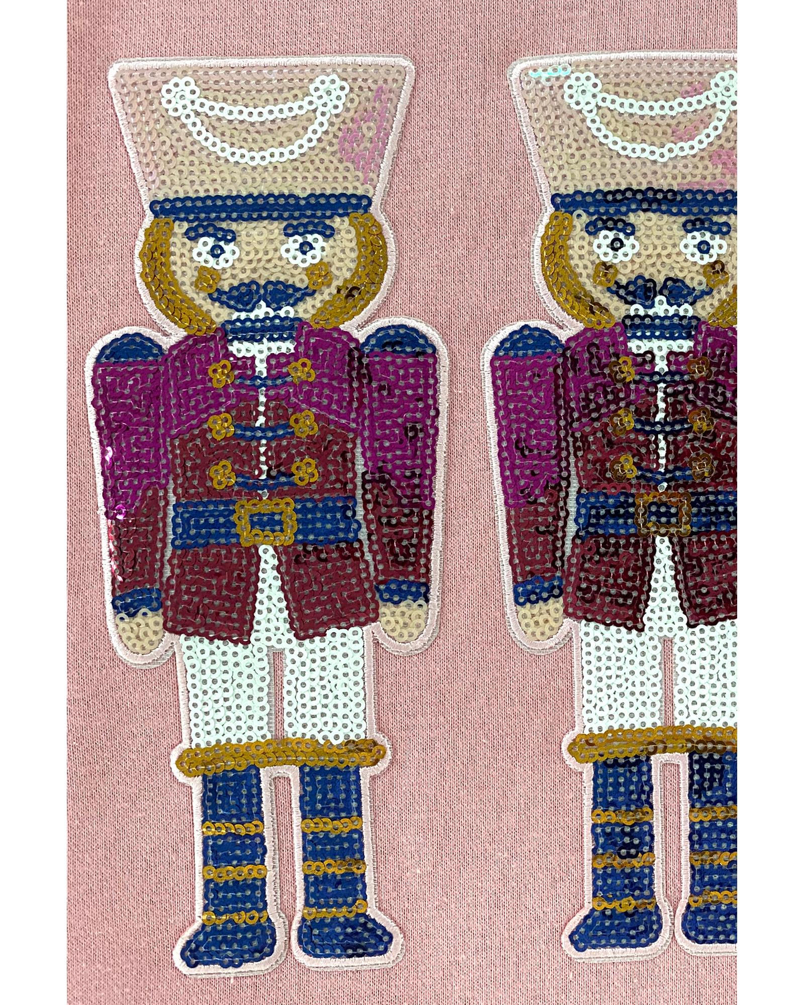 Pink Christmas Nutcracker Graphic Pullover Sweatshirt - M