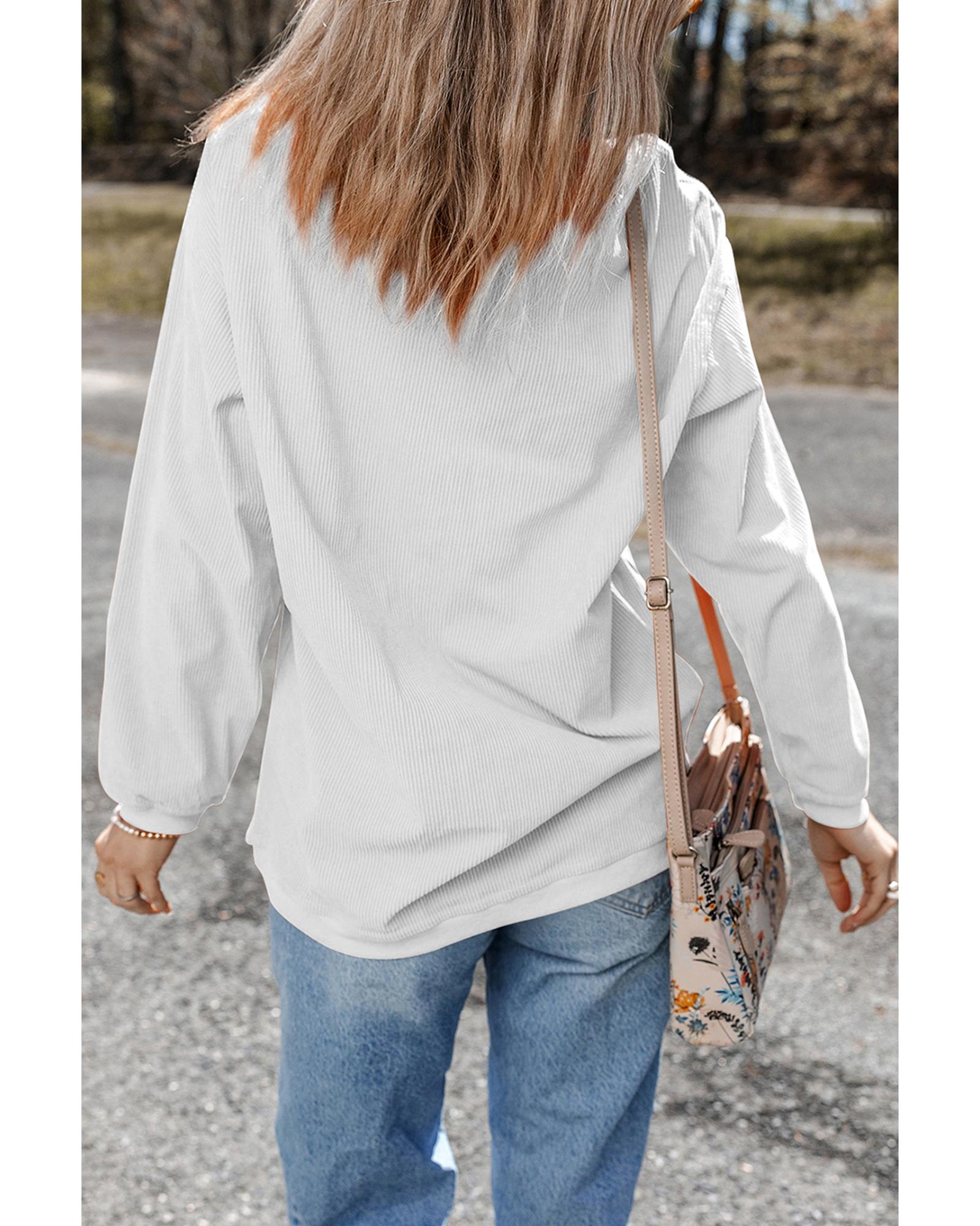 White Crawfish Season Checkered Letter Graphic Corded Sweatshirt - S
