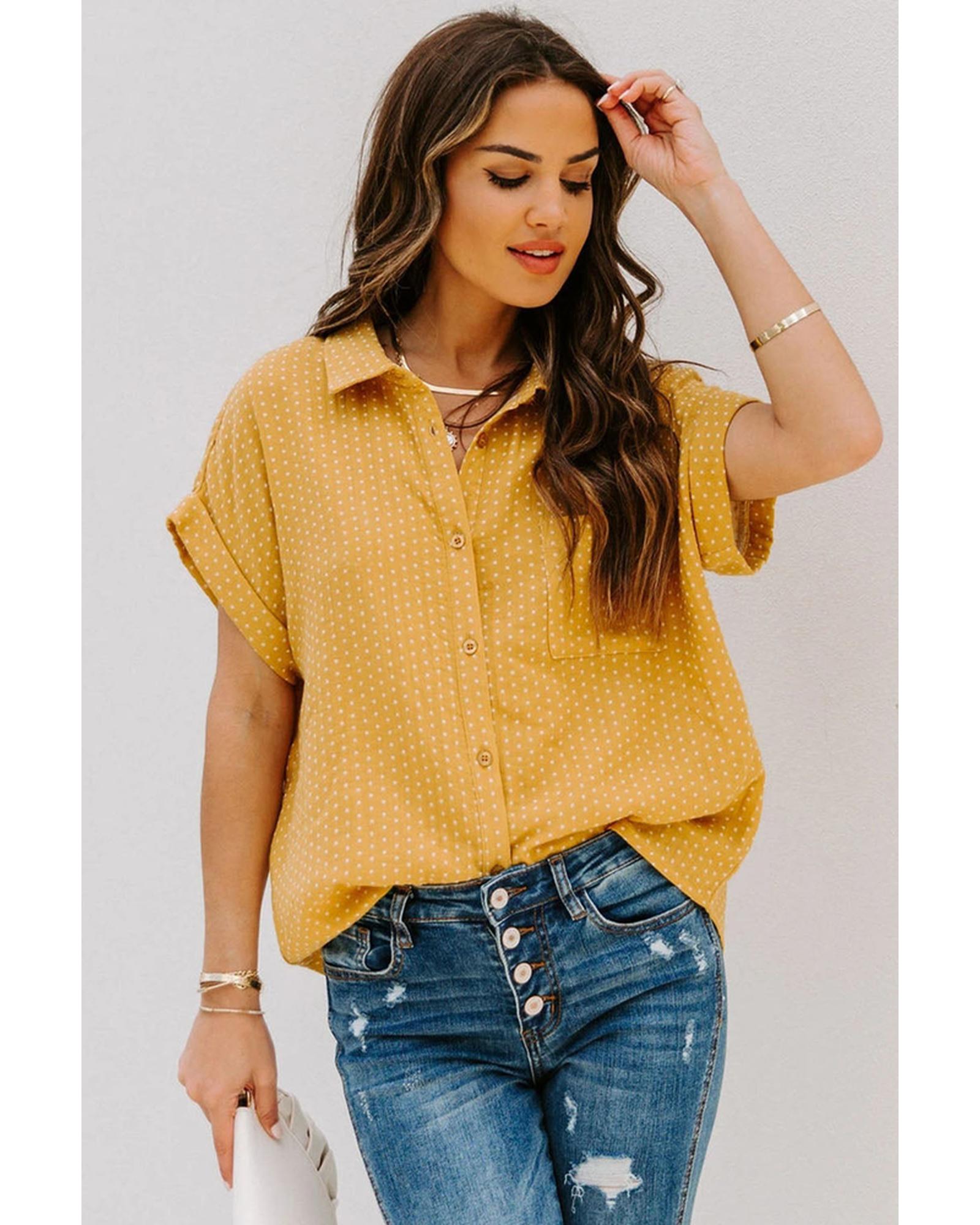 Azura Exchange Polka Dot Print Shirt - L