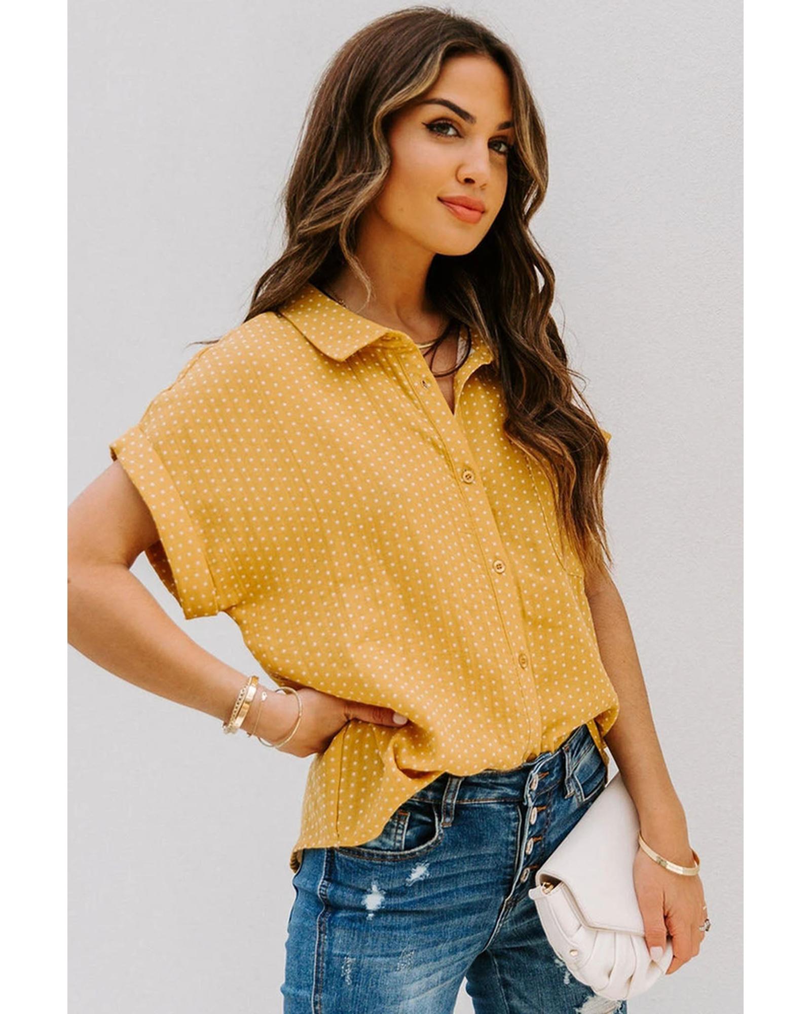 Azura Exchange Polka Dot Print Shirt - L