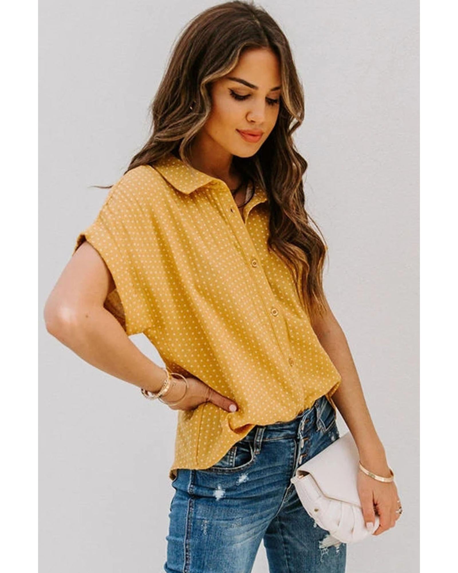 Azura Exchange Polka Dot Print Shirt - L