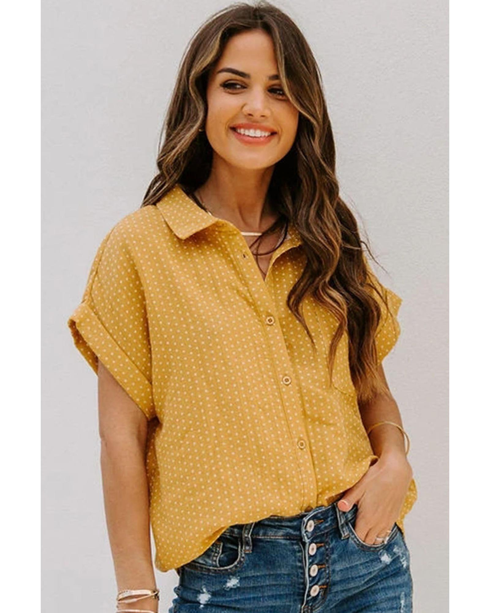 Azura Exchange Polka Dot Print Shirt - L