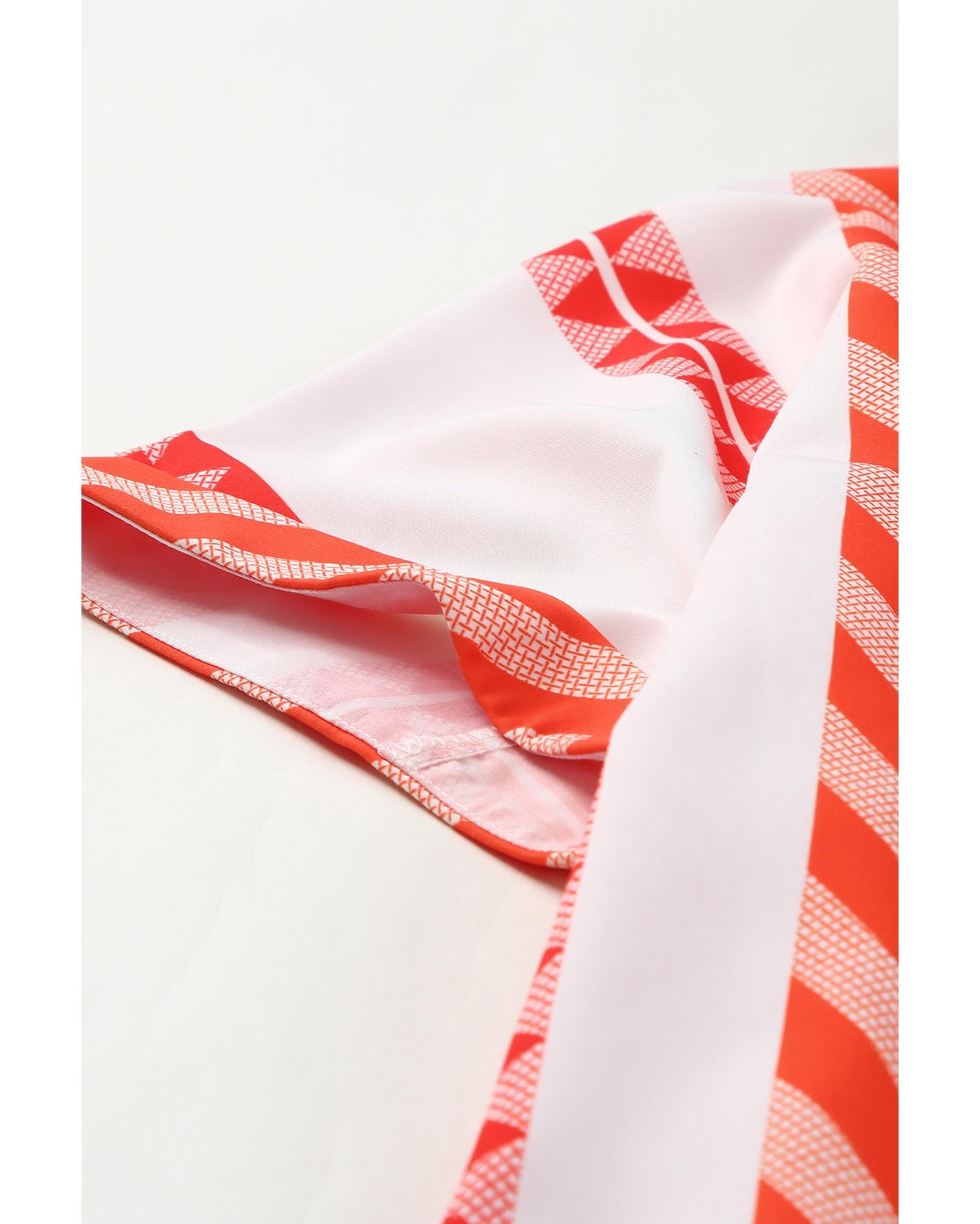 Azura Exchange Buttoned Geometric Striped Shirt - L