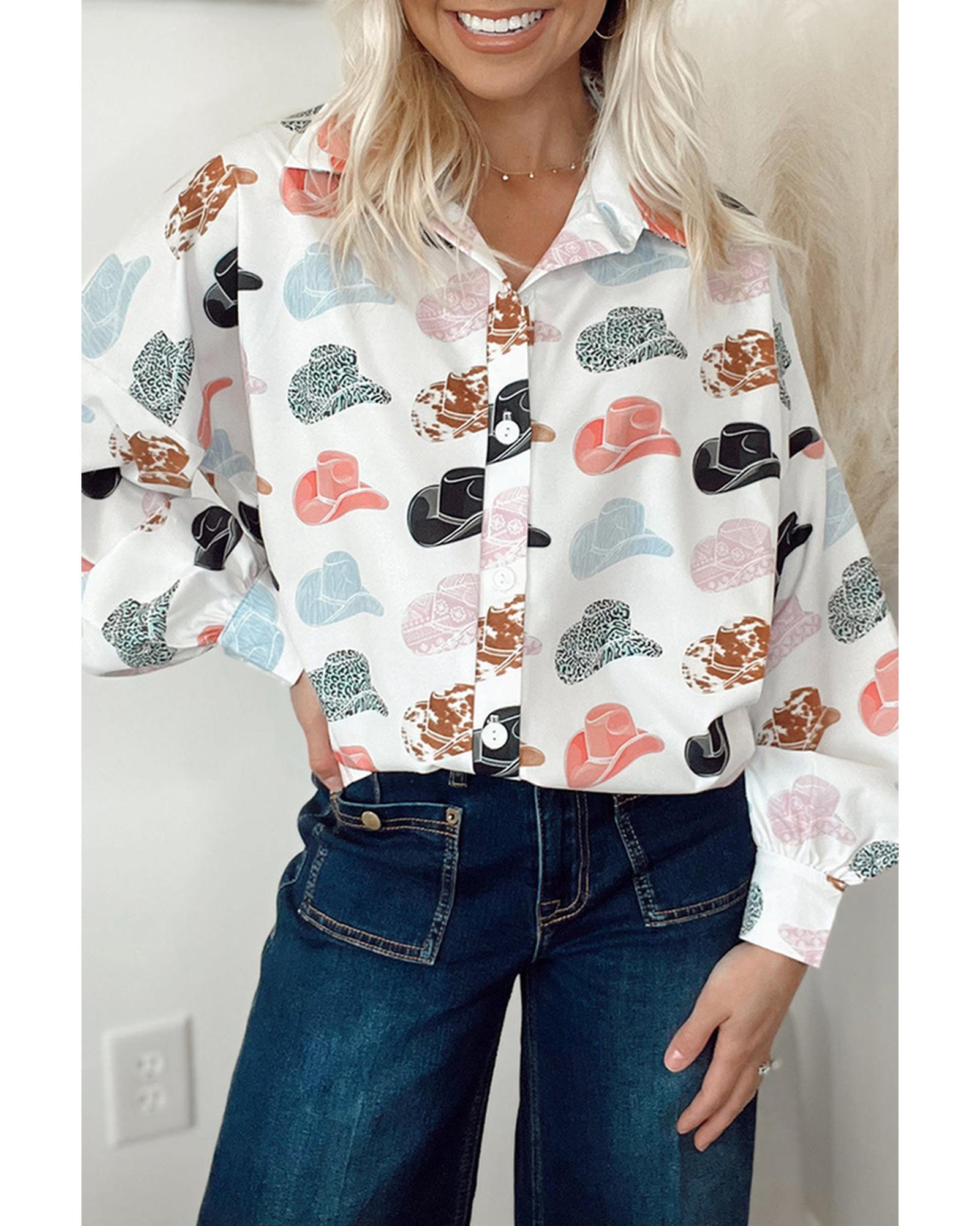 Azura Exchange Puff Sleeve Button Up Shirt - L