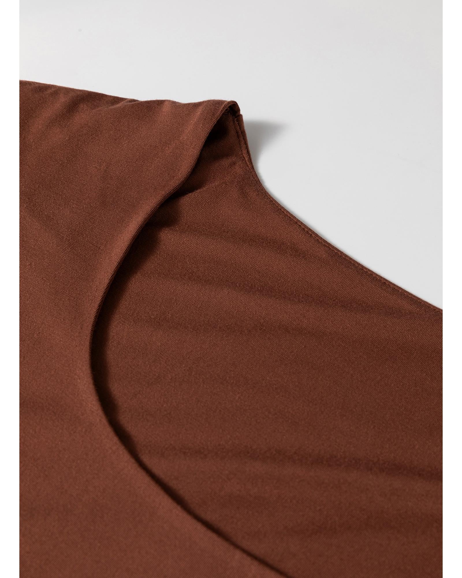 Coffee Solid Color U Neck Slim Fit Tank Top - M