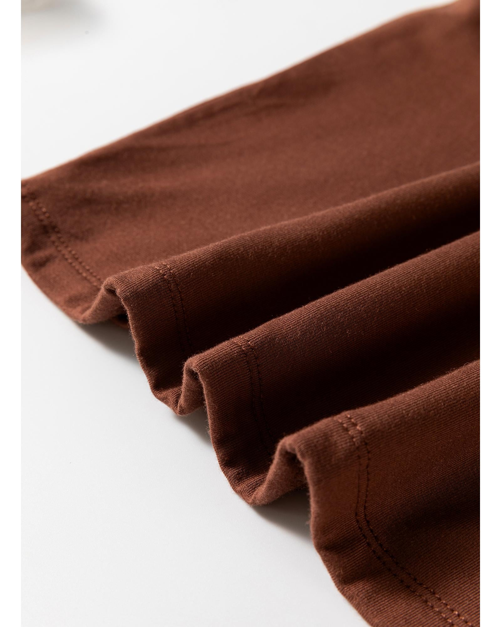 Coffee Solid Color U Neck Slim Fit Tank Top - M