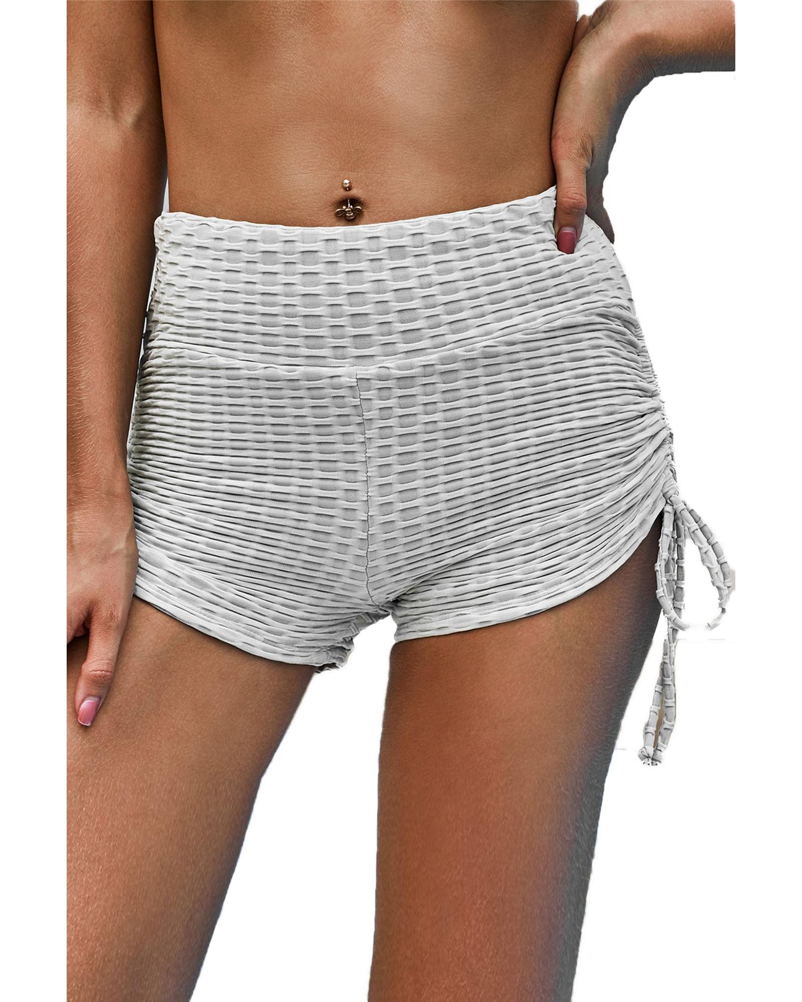 Gray Butt Lifting High Waist Yoga Shorts - L