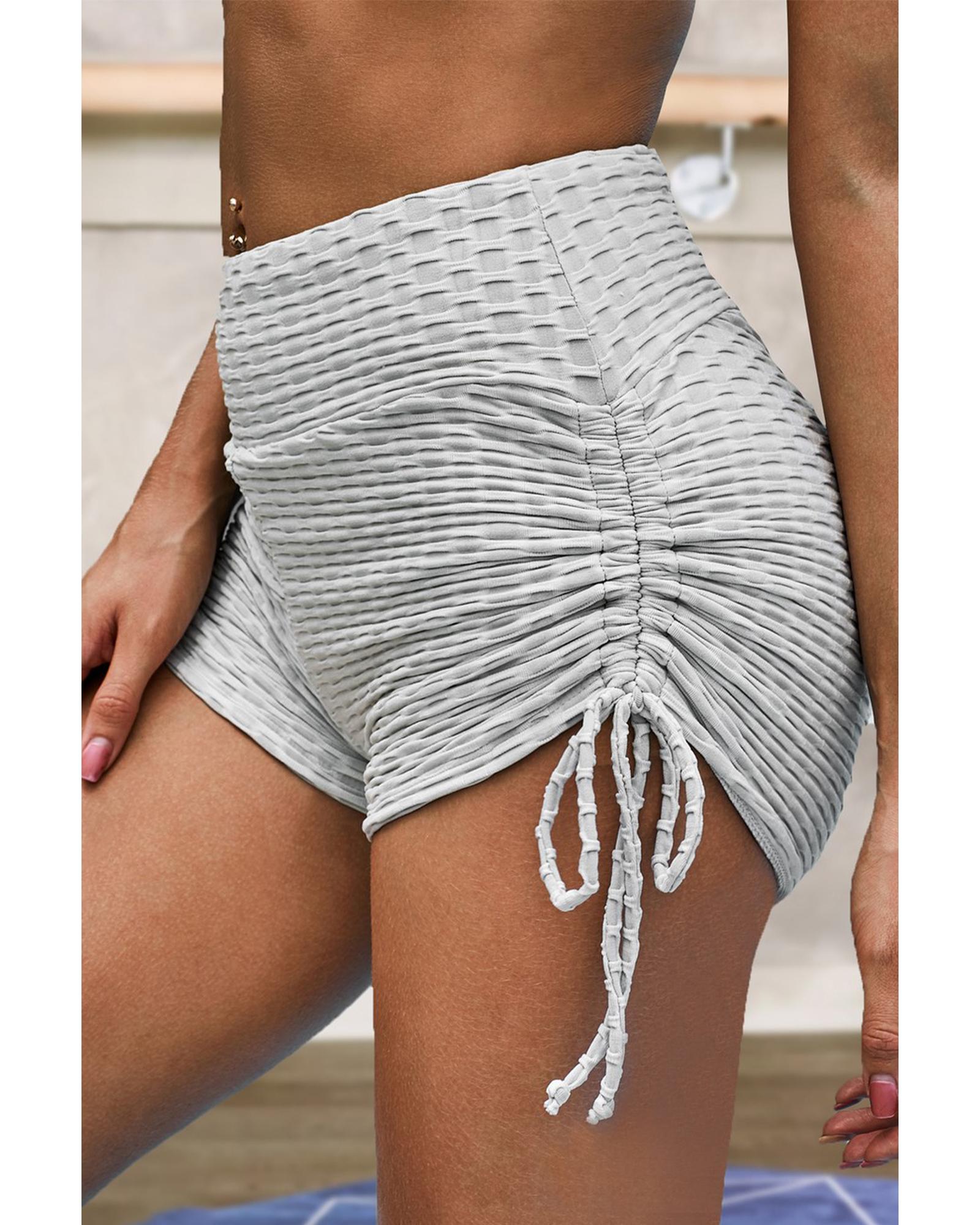 Gray Butt Lifting High Waist Yoga Shorts - L