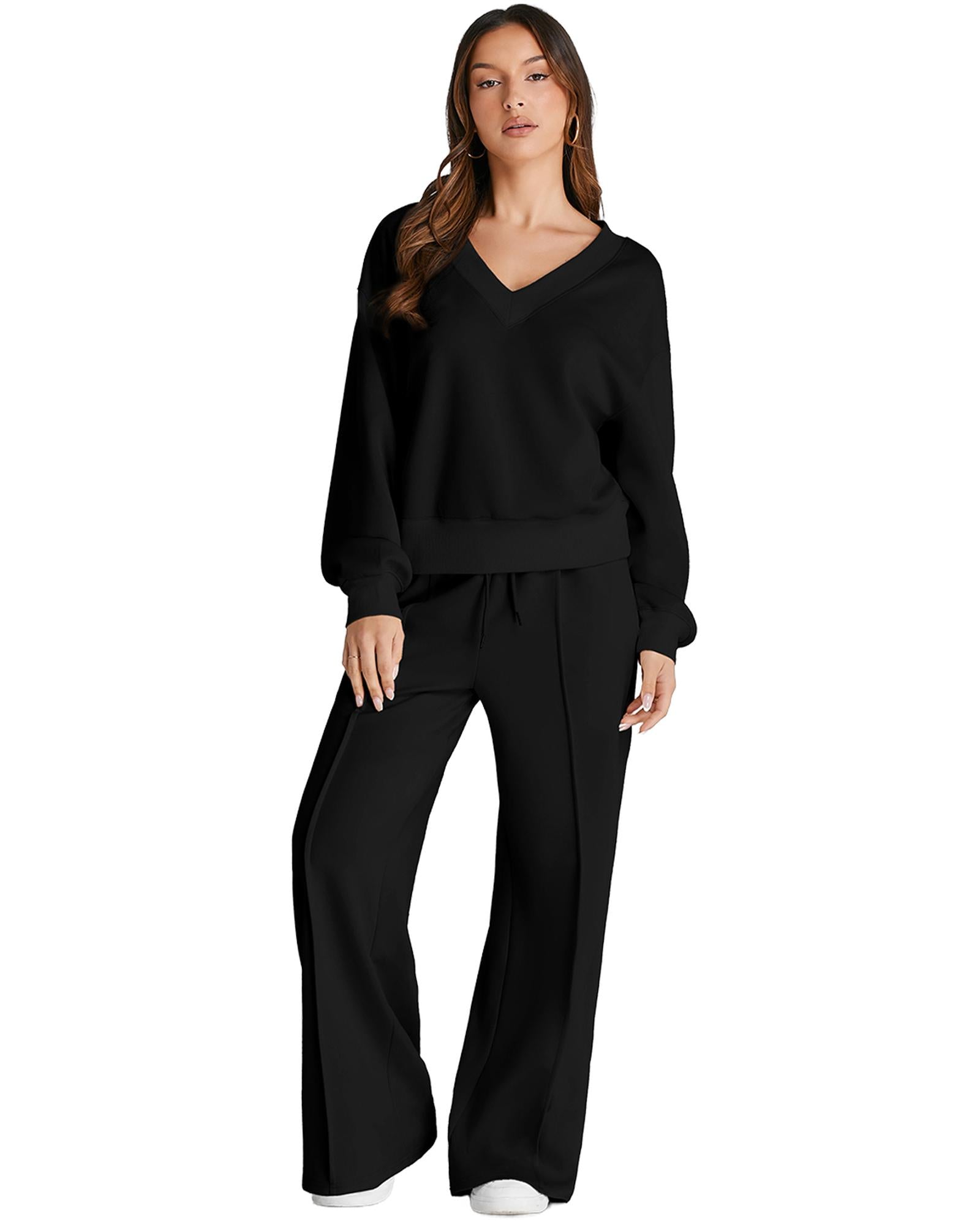 Black V Neck Cropped Seamed High Waist Sports Wear - M