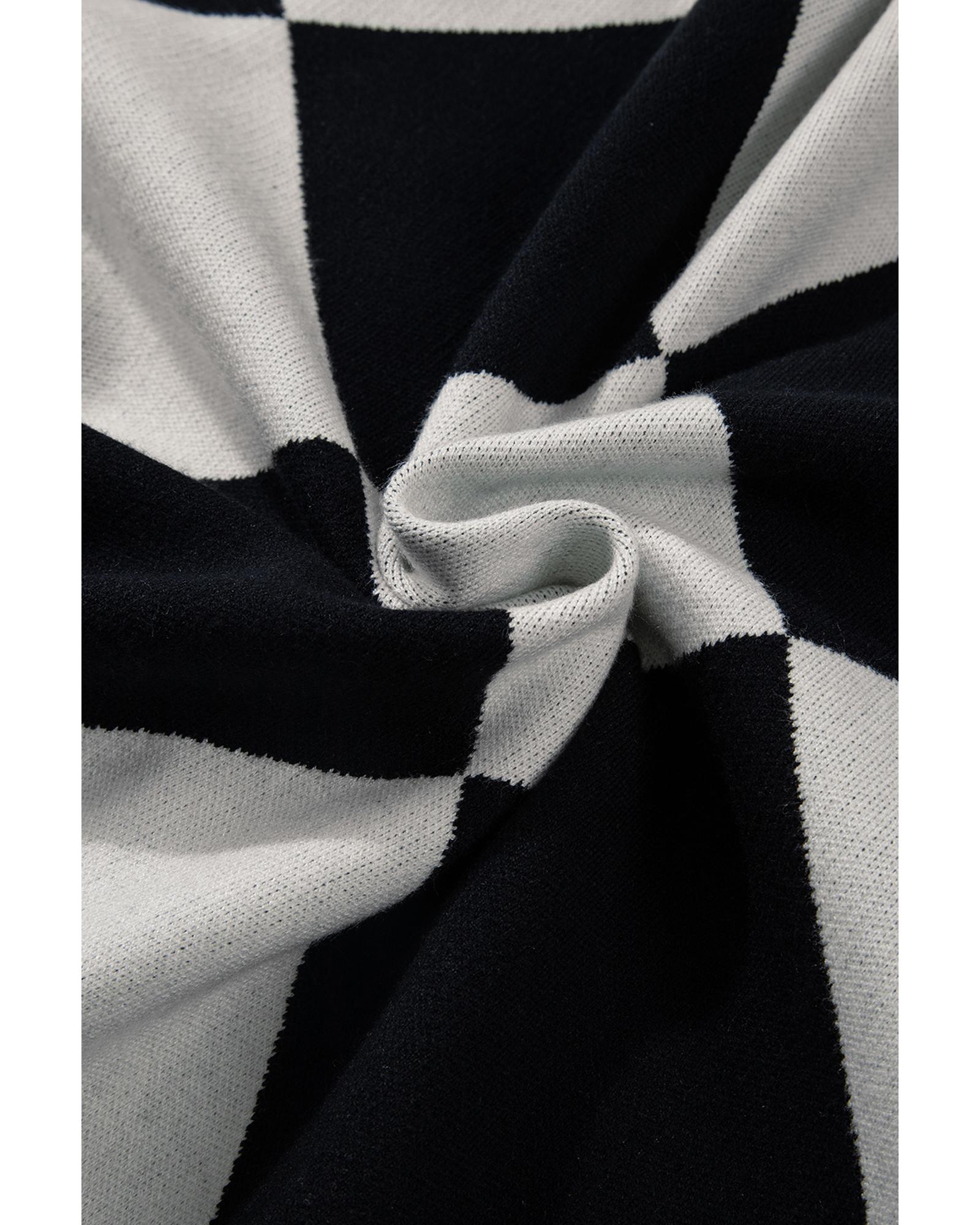 Black Colorblock Drop Shoulder Buttoned Loose Cardigan - XL