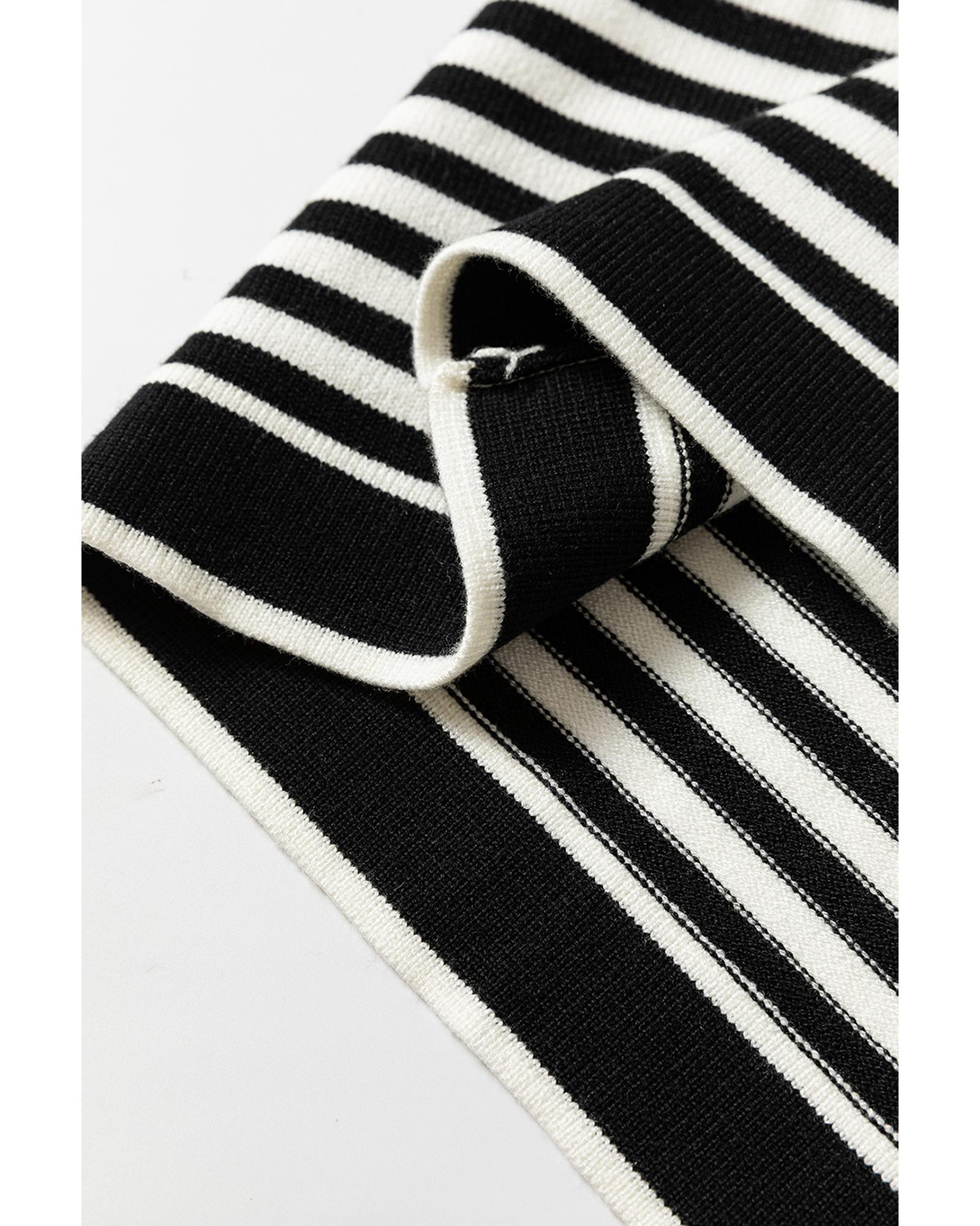 Black Stripe Long Sleeve Button up Tunic Cardigan - XL