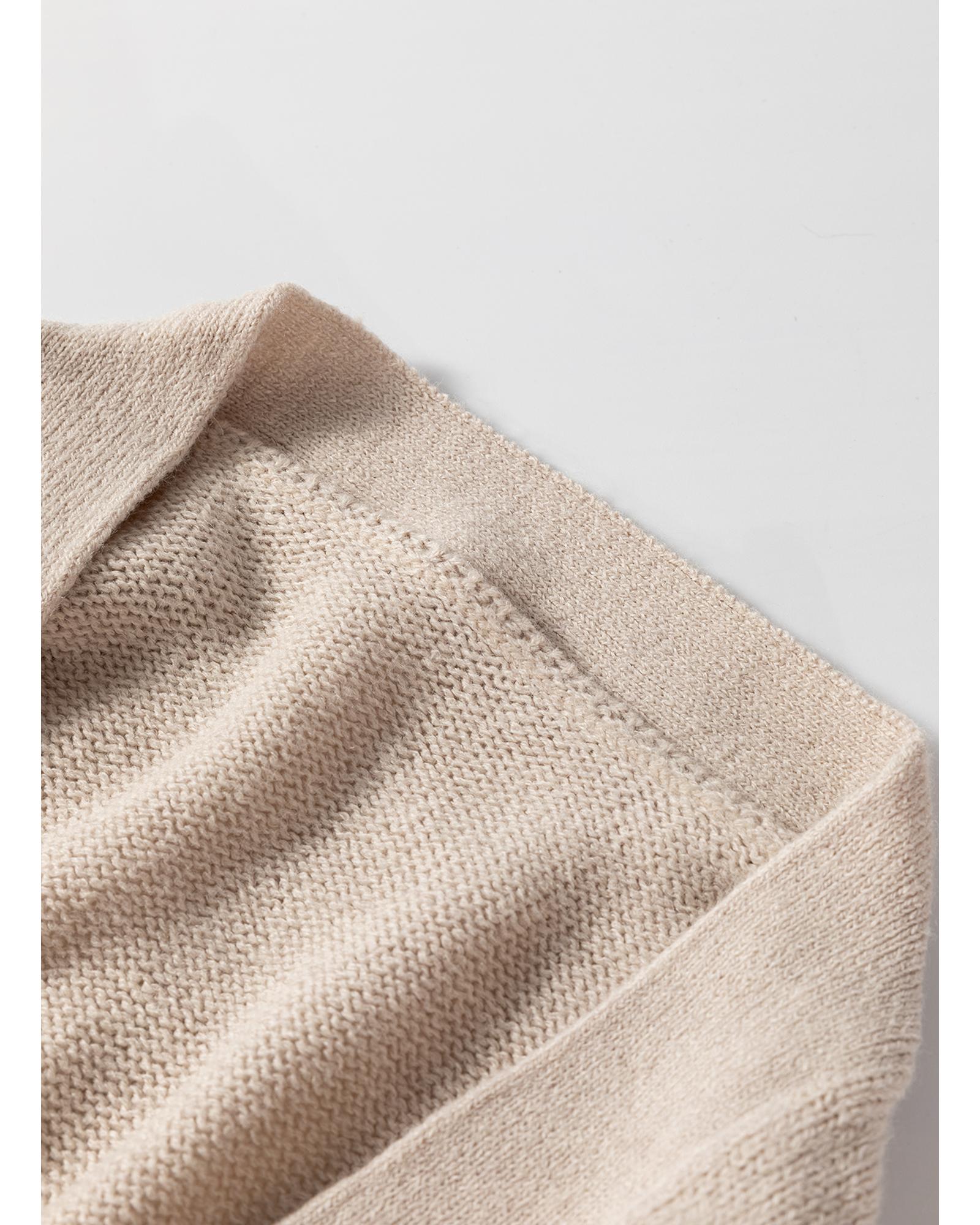 Beige Side Pockets Open Front Long Knitted Cardigan - S