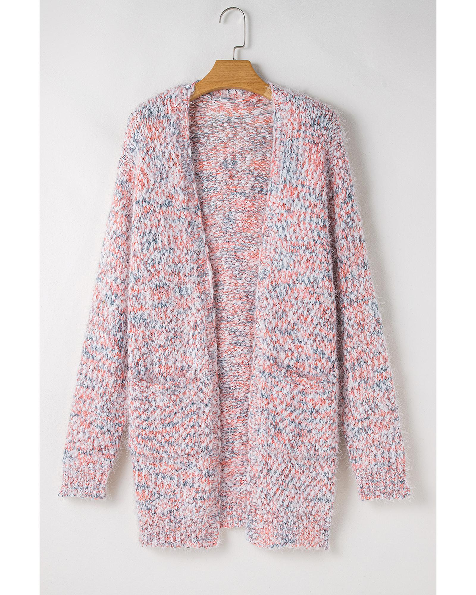 Pink Multicolor Confetti Open Front Knit Cardigan - M