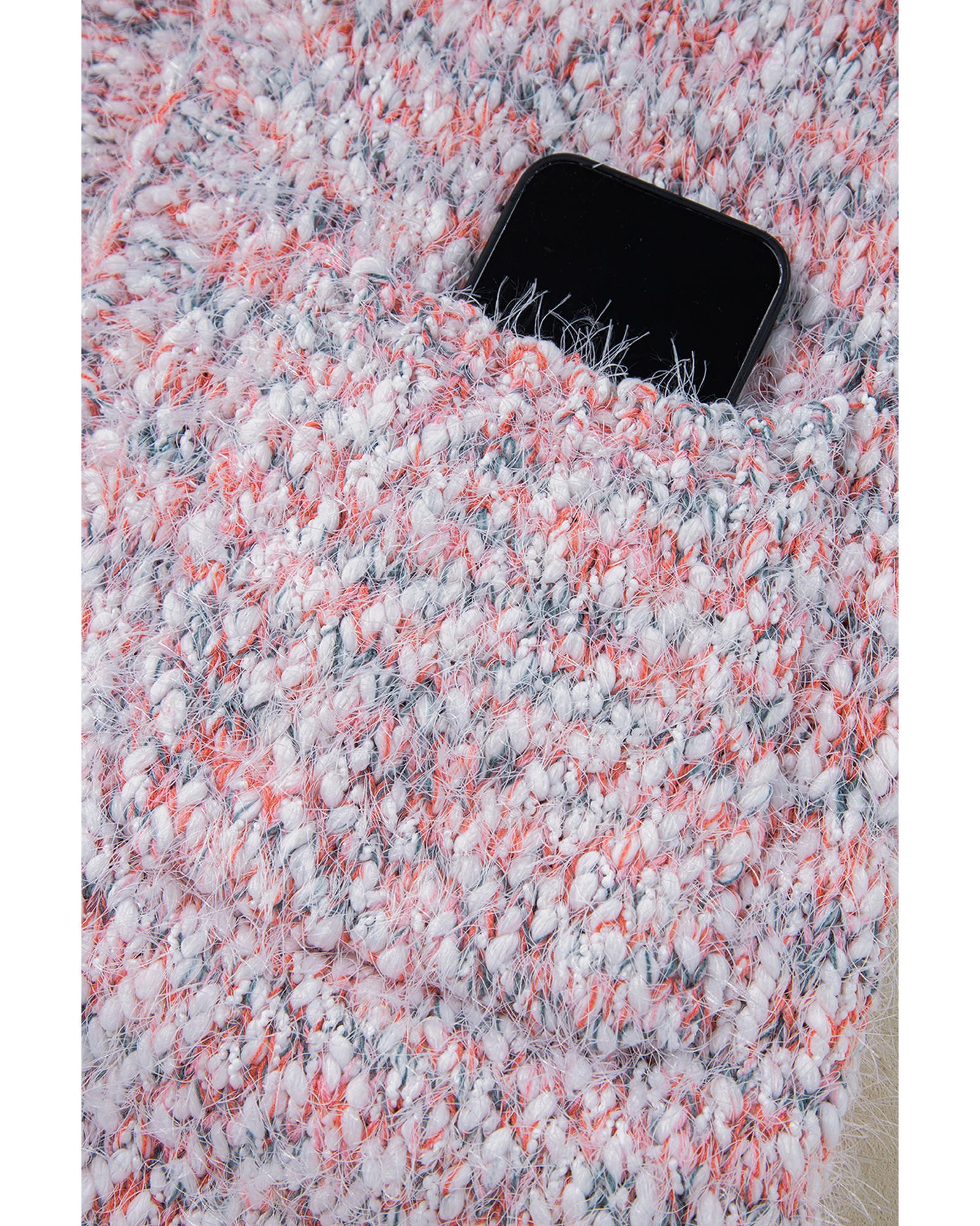 Pink Multicolor Confetti Open Front Knit Cardigan - S