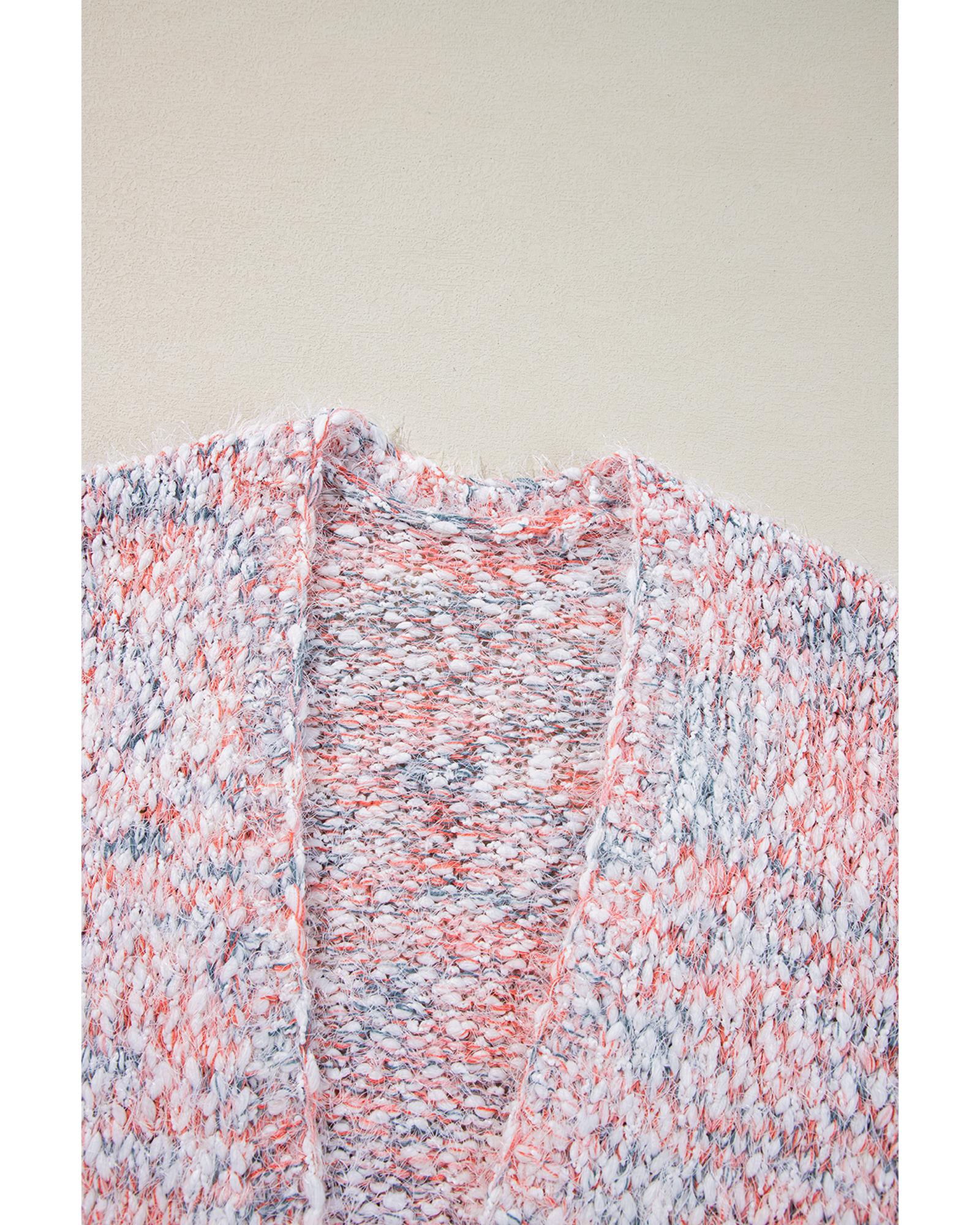 Pink Multicolor Confetti Open Front Knit Cardigan - XL