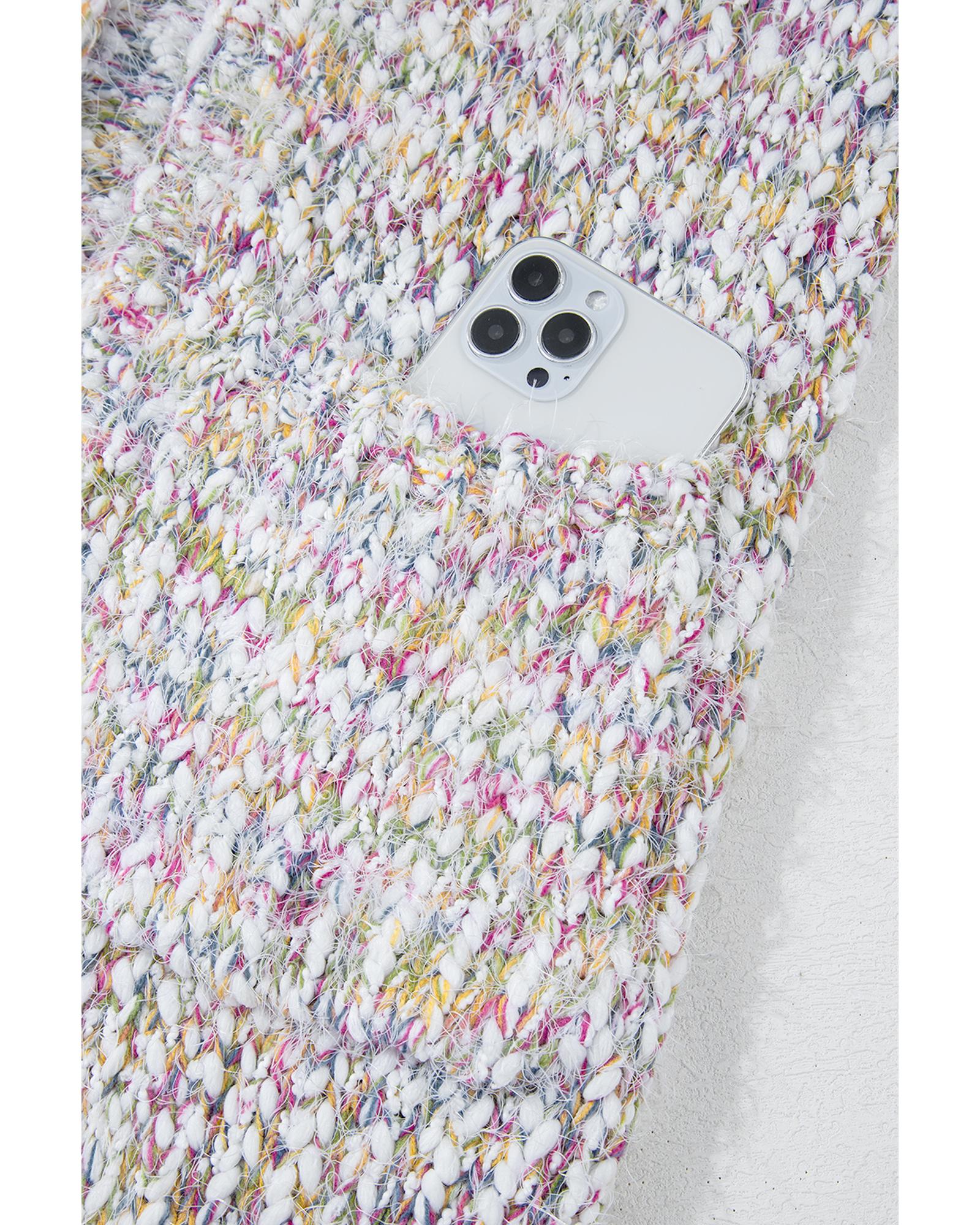 Yellow Multicolor Confetti Open Front Knit Cardigan - L