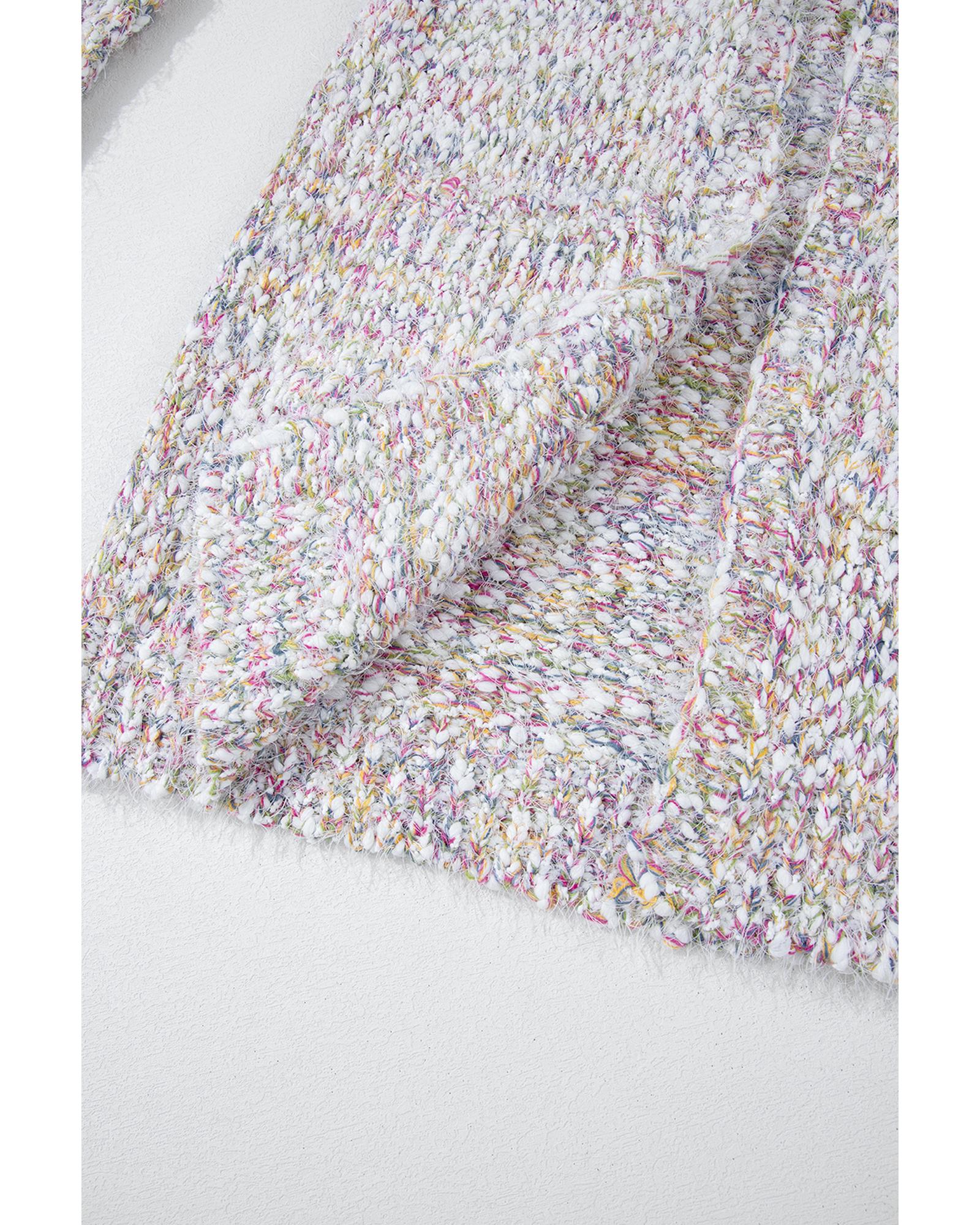 Yellow Multicolor Confetti Open Front Knit Cardigan - L