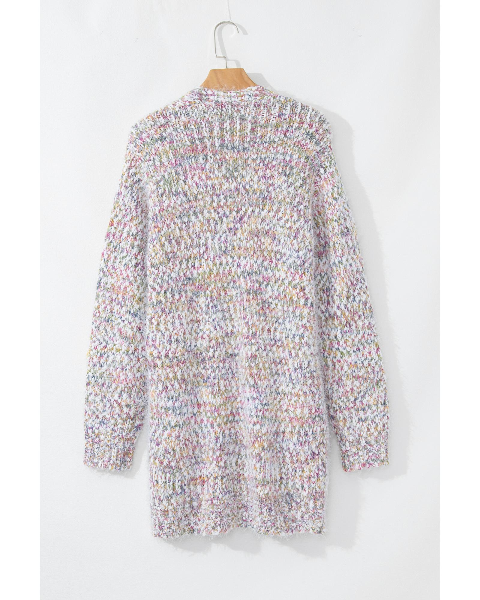 Yellow Multicolor Confetti Open Front Knit Cardigan - S
