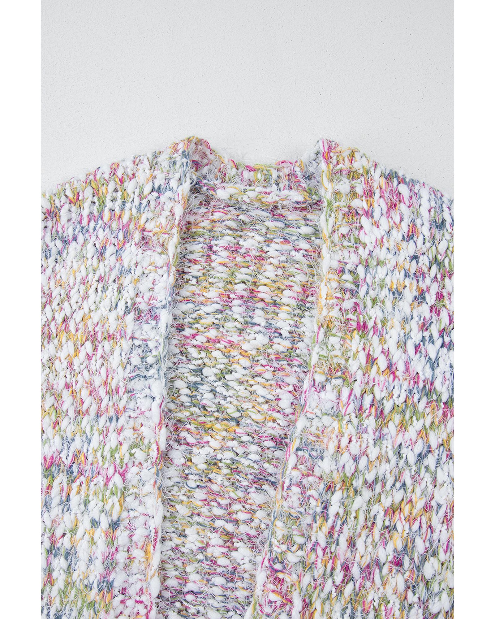 Yellow Multicolor Confetti Open Front Knit Cardigan - S