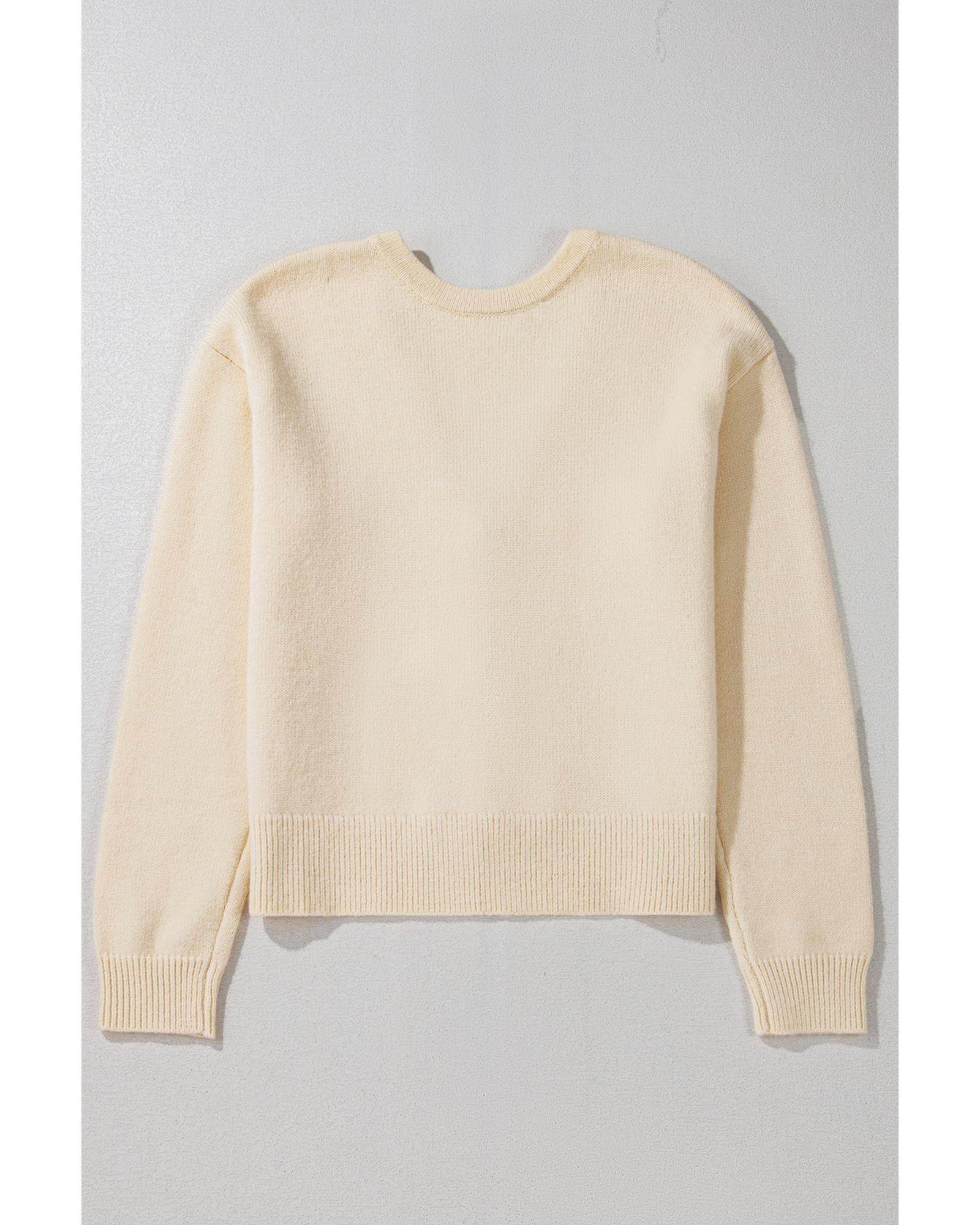 Jet Stream Bowknot Front Loose V Neck Knitted Cardigan - L