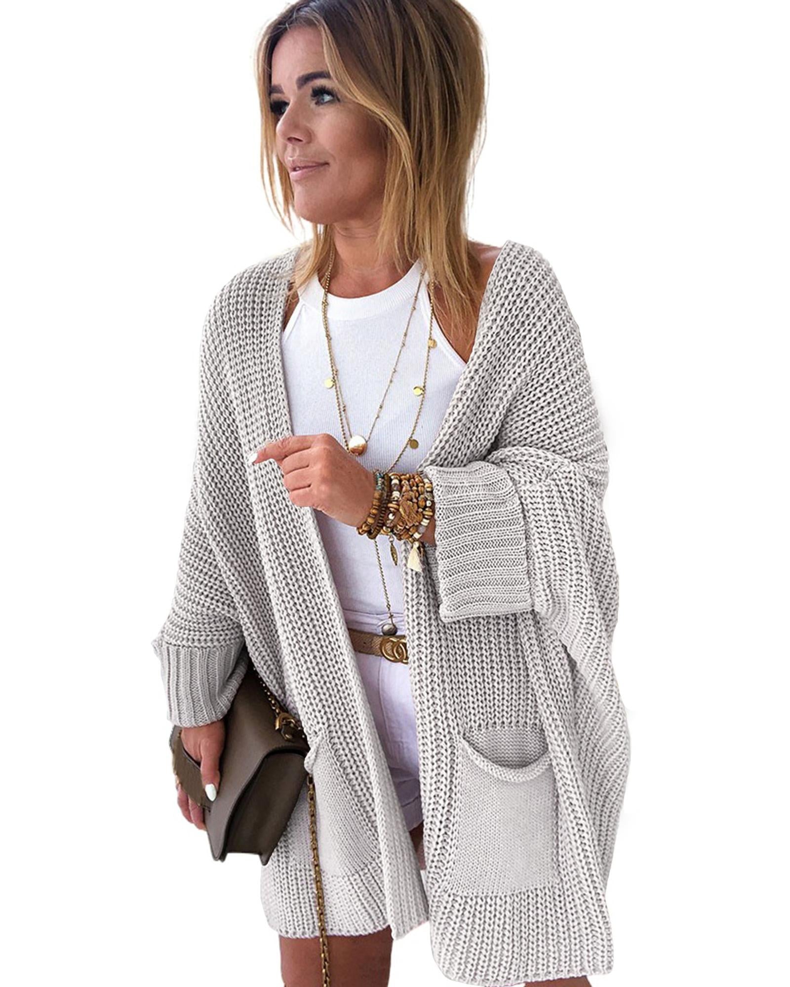 Gray Oversized Fold Over Sleeve Sweater Cardigan - XL