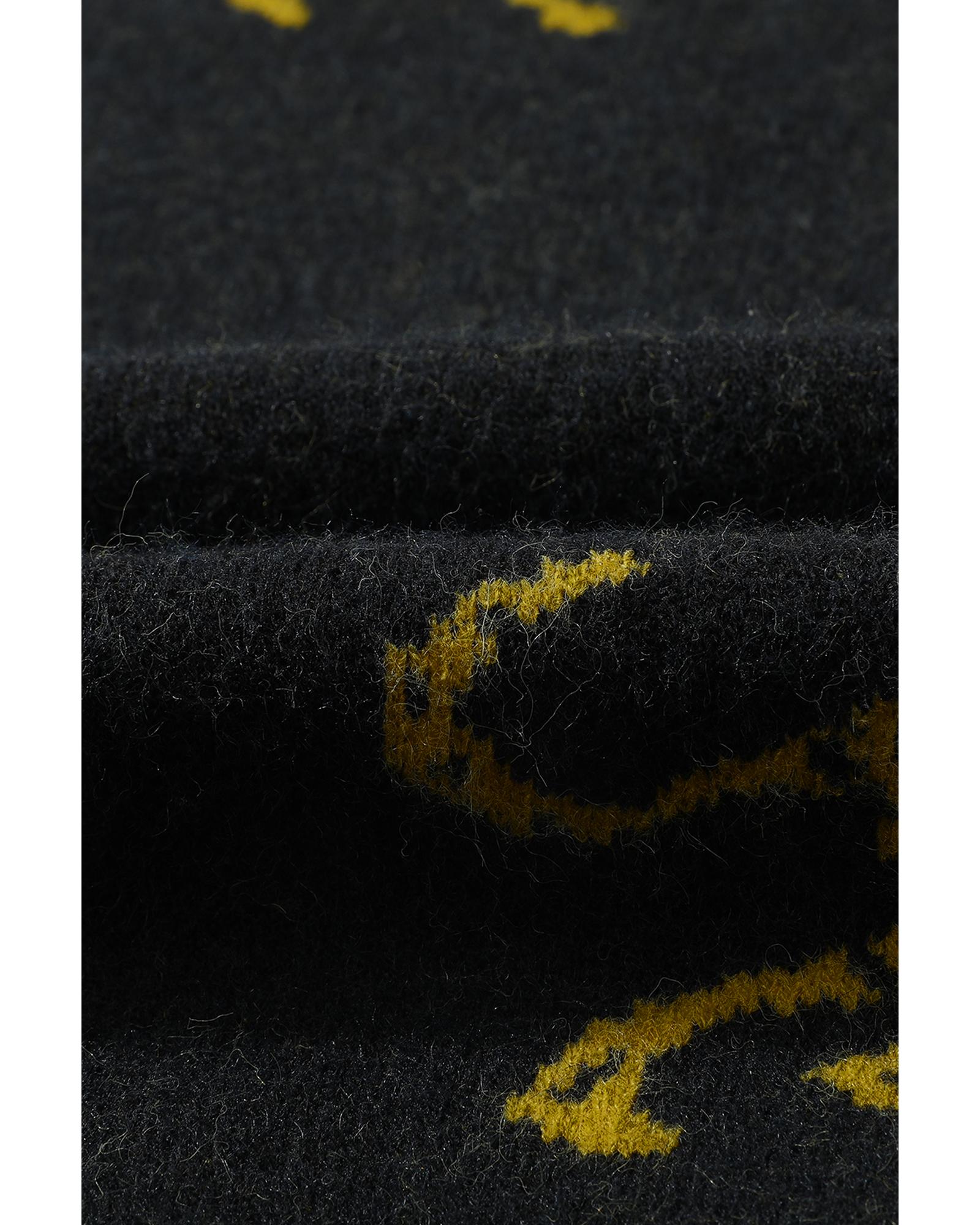 Black Cheetah Pattern Knit Round Neck Sweater - L