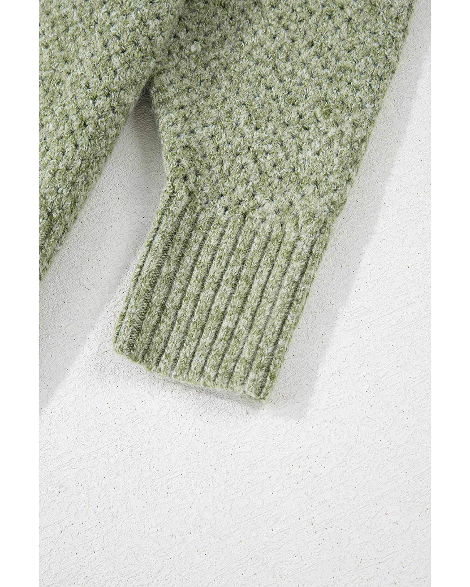 Jungle Green Loose Eyelet V Neck Drop Shoulder Sweater - 2XL