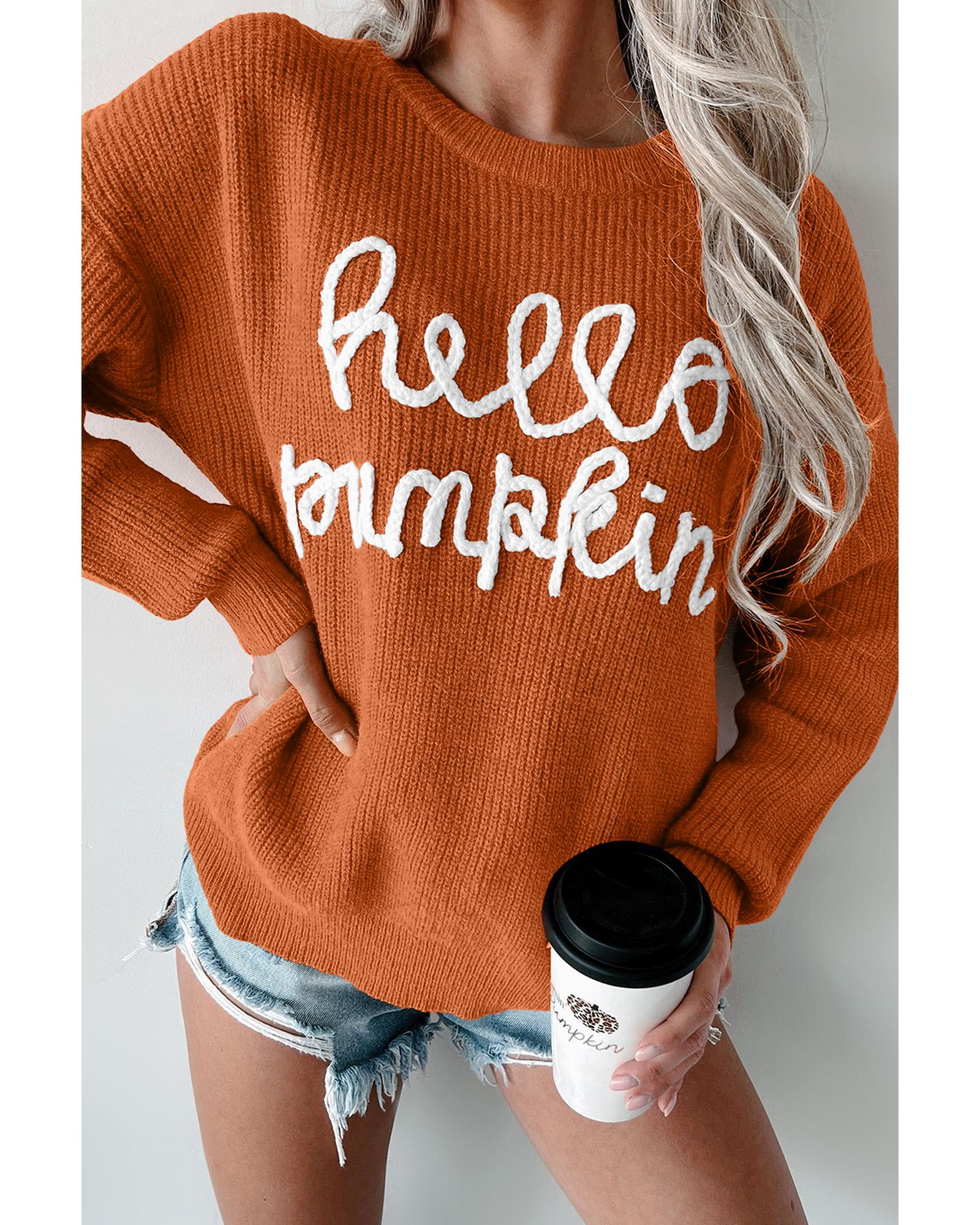 Flamingo Hello Pumpkin Graphic Sweater - M