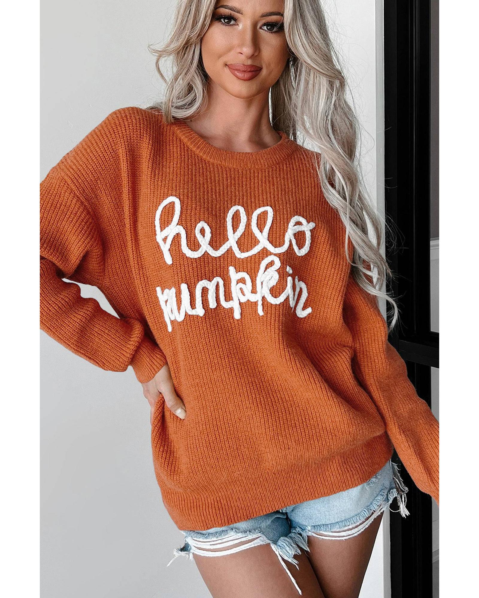 Flamingo Hello Pumpkin Graphic Sweater - M