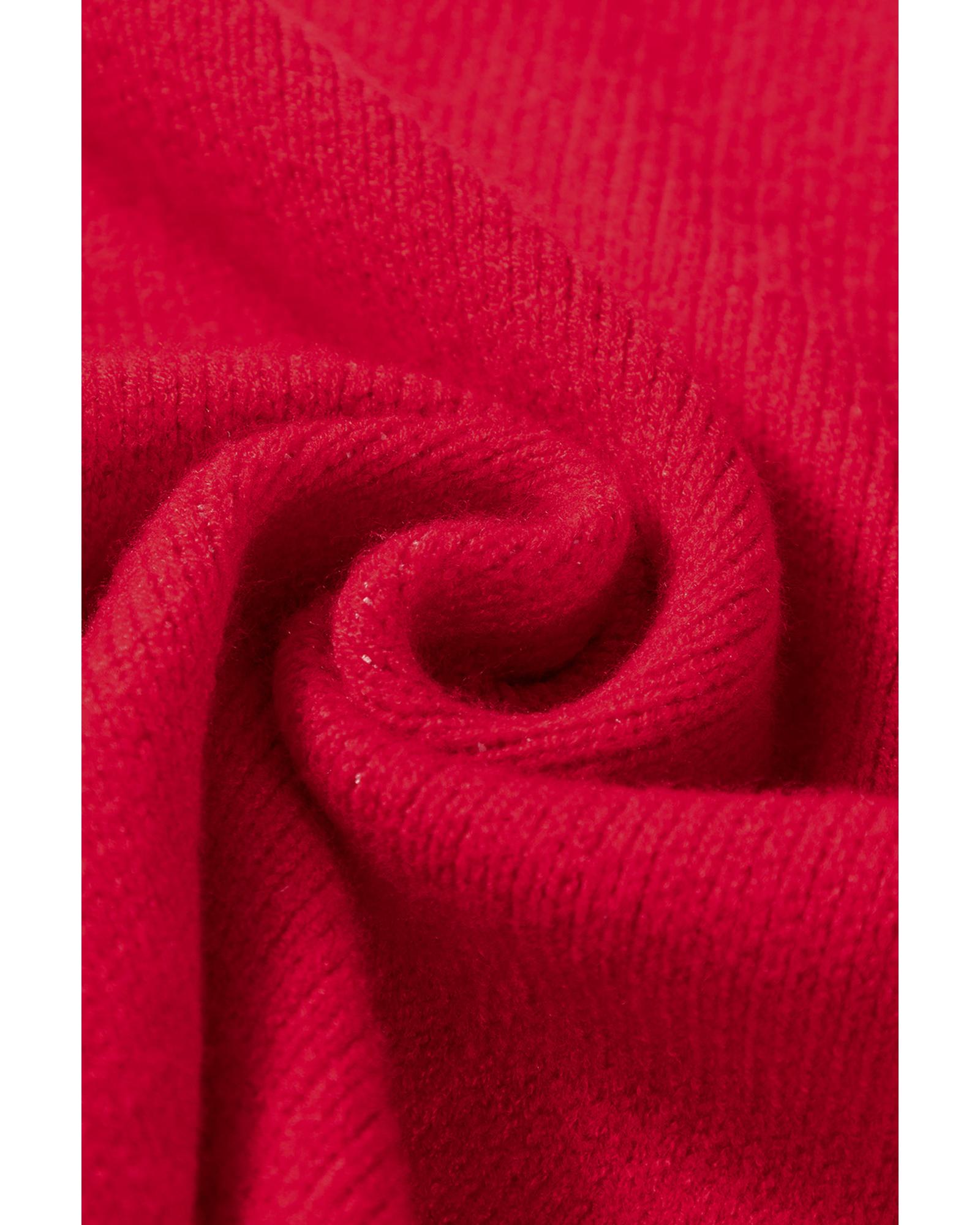 Racing Red Merry Graphic Sequin Sleeve Turtleneck Sweater - XL