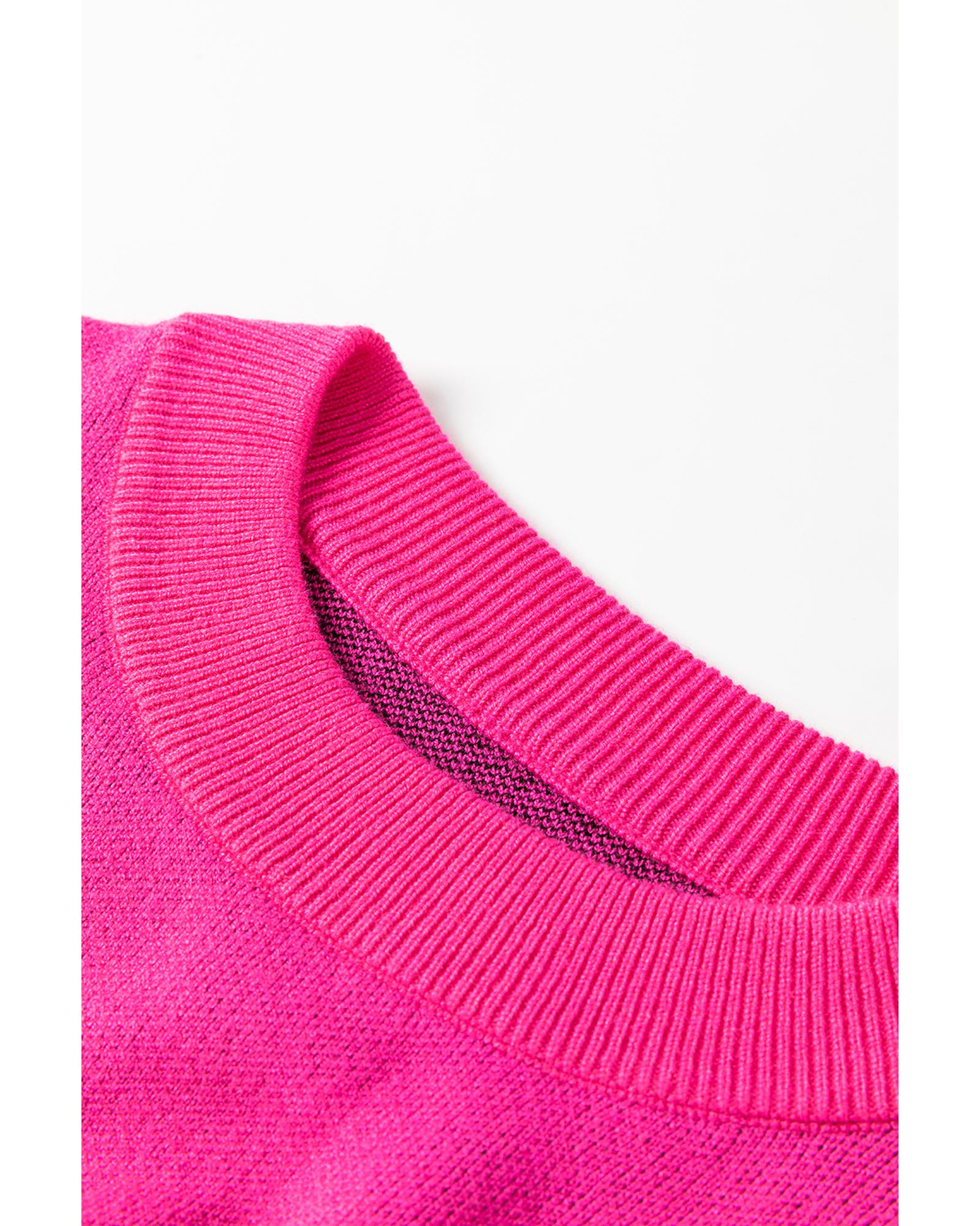 Rose Red YEEHAW Cowboy Hat Drop Shoulder Oversized Sweater - M