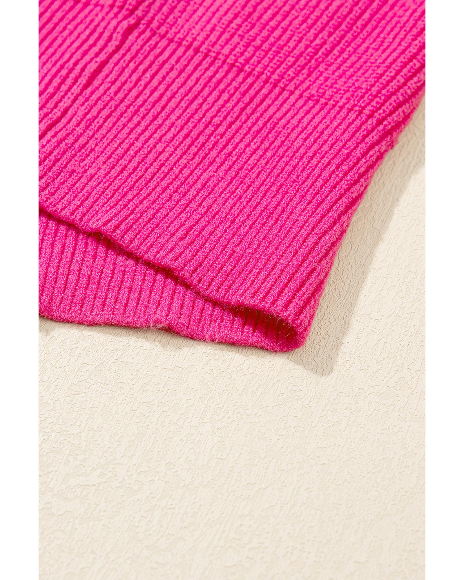 Rose Red Heart Shape Drop Shoulder Round Neck Sweater - L