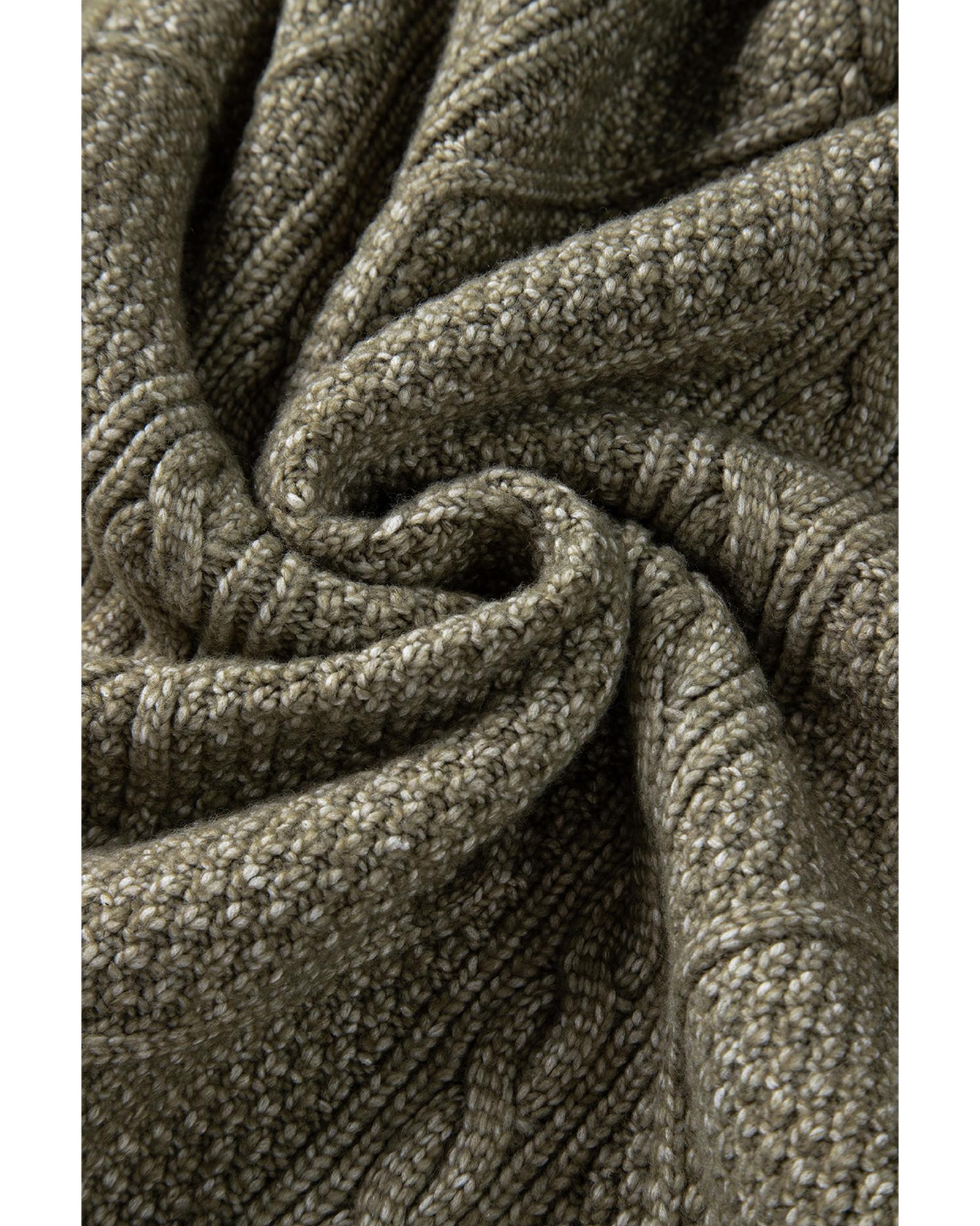 Mist Green Cable Knit Drop Shoulder Loose Fit Sweater Dress - XL