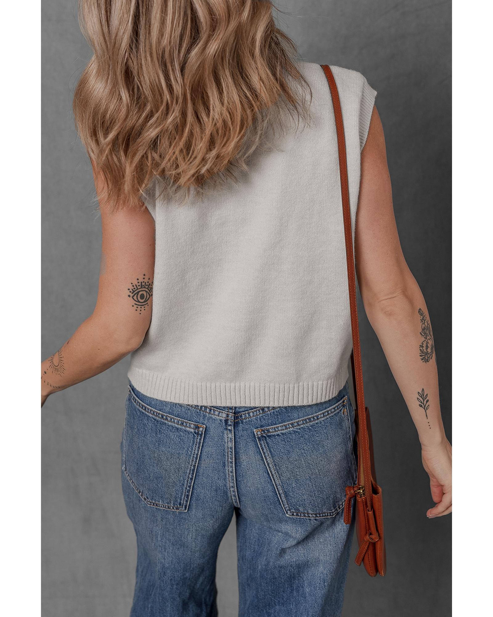 Jet Stream Button Up O Neck Sweater Vest - XL