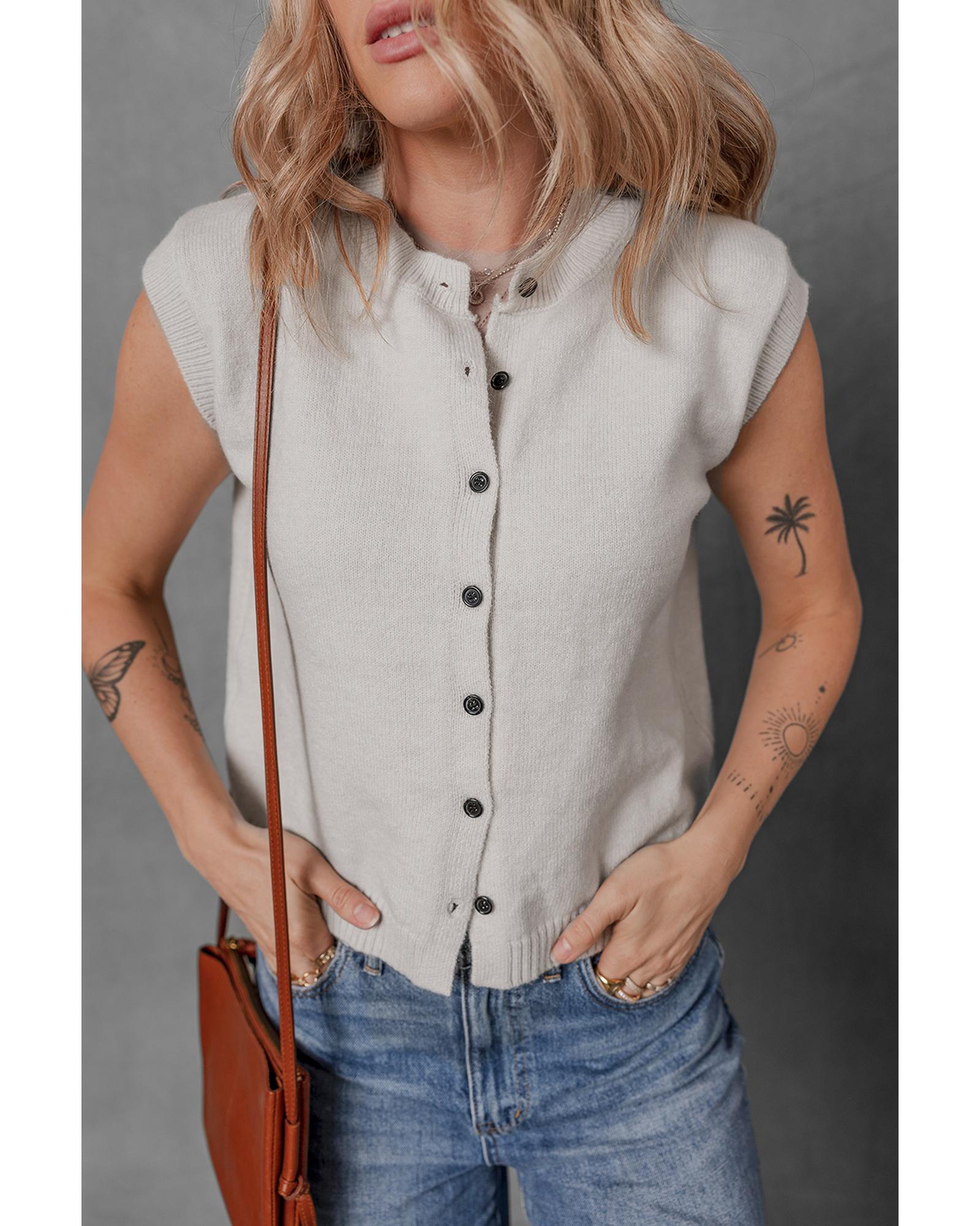 Jet Stream Button Up O Neck Sweater Vest - XL