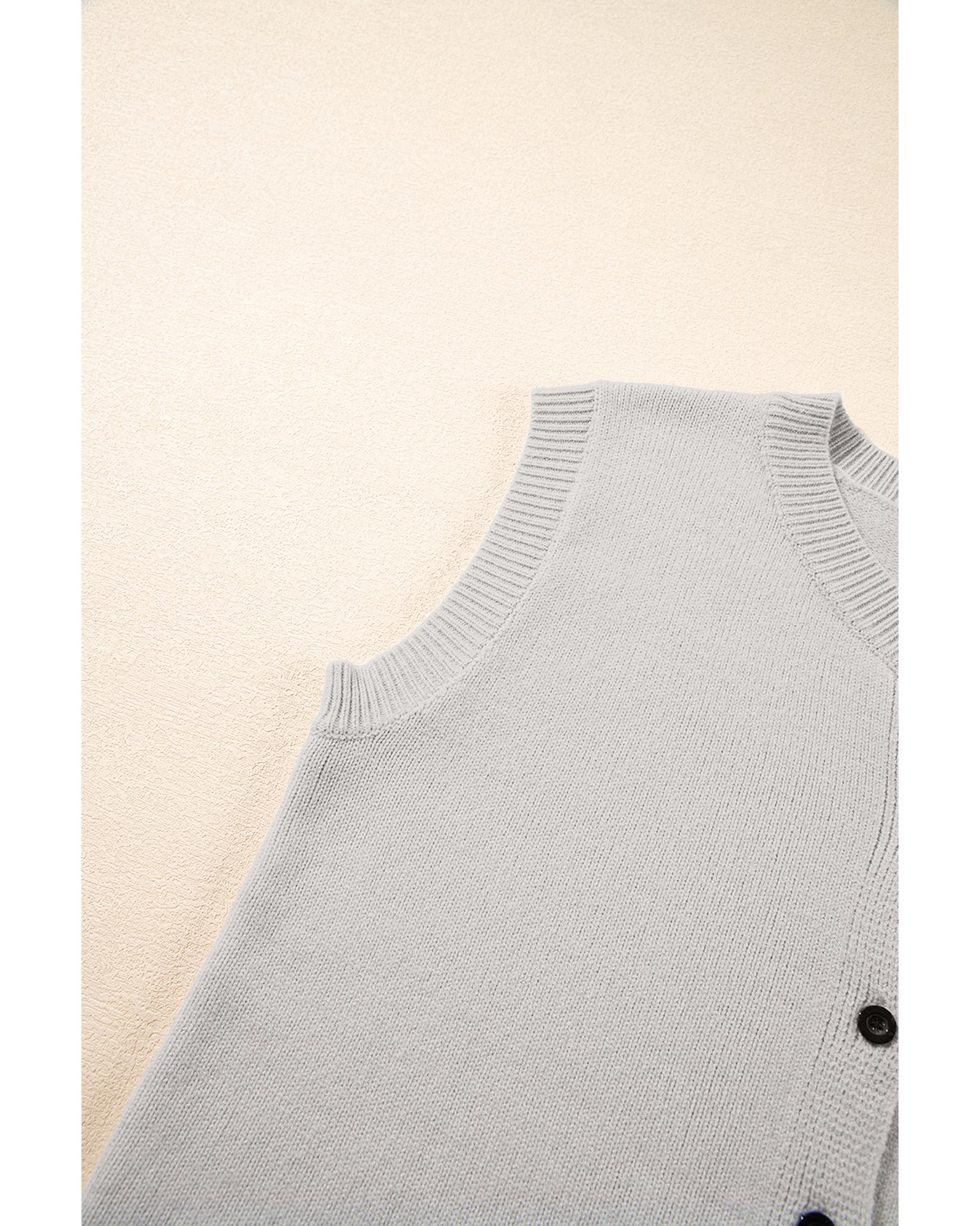 Jet Stream Button Up O Neck Sweater Vest - XL