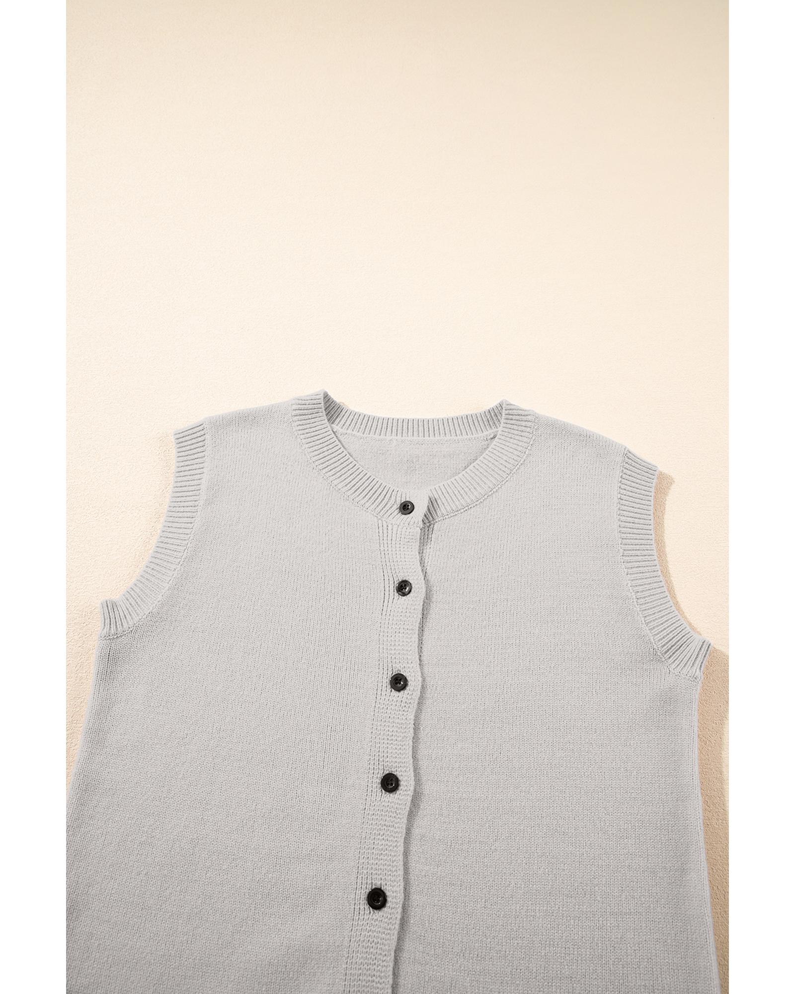 Jet Stream Button Up O Neck Sweater Vest - XL
