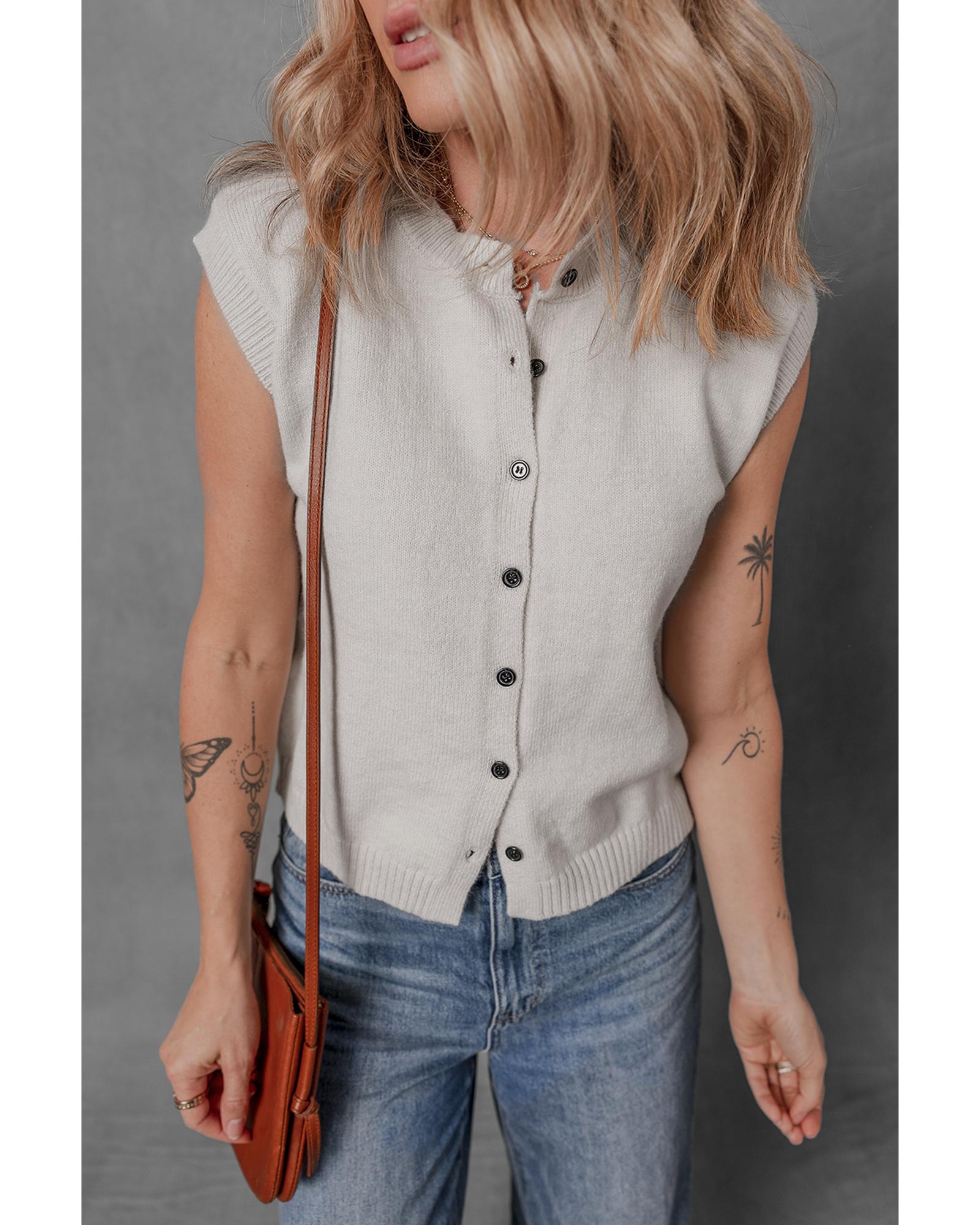Jet Stream Button Up O Neck Sweater Vest - XL