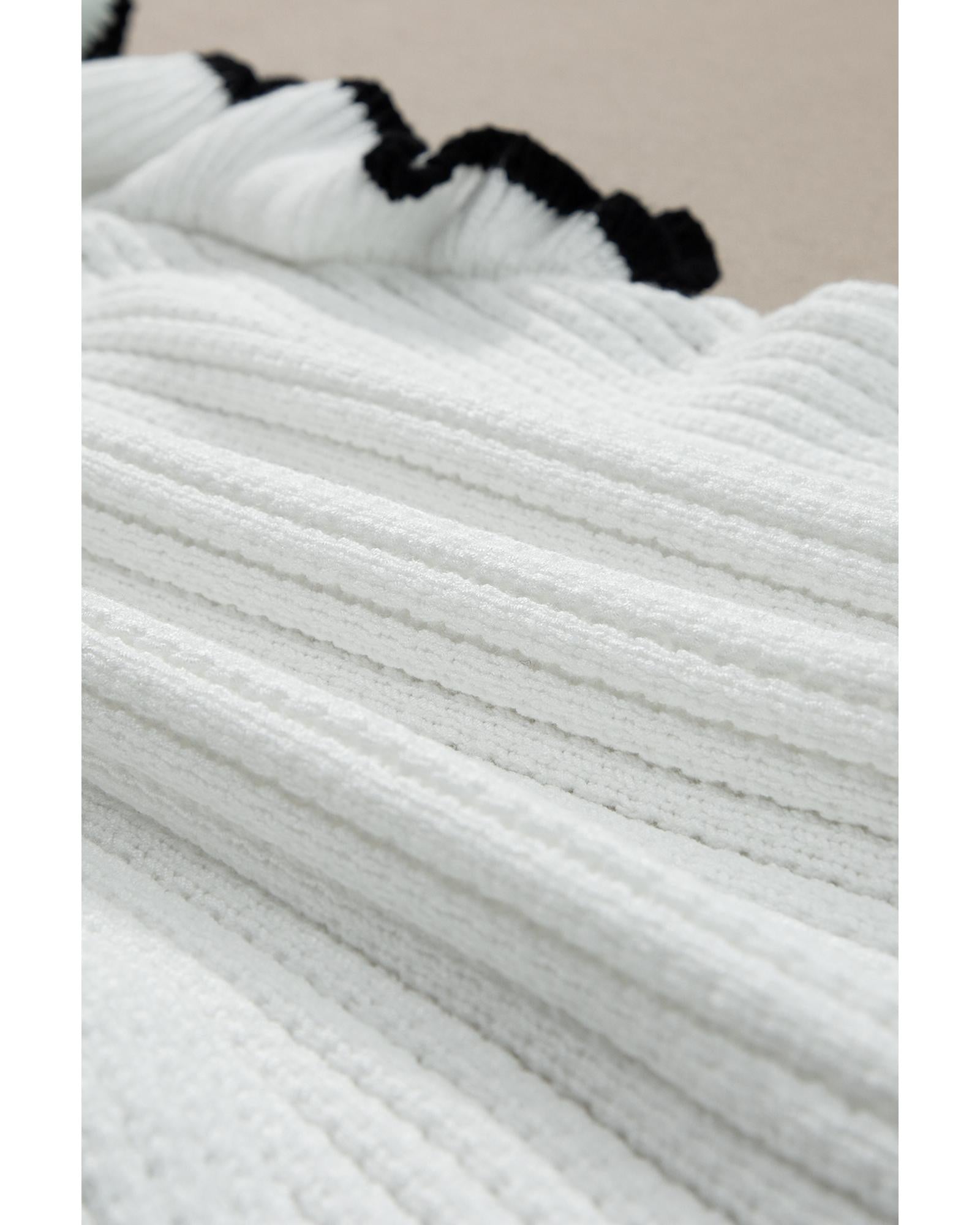 White Crochet Eyelet Flounce Tank Top - S