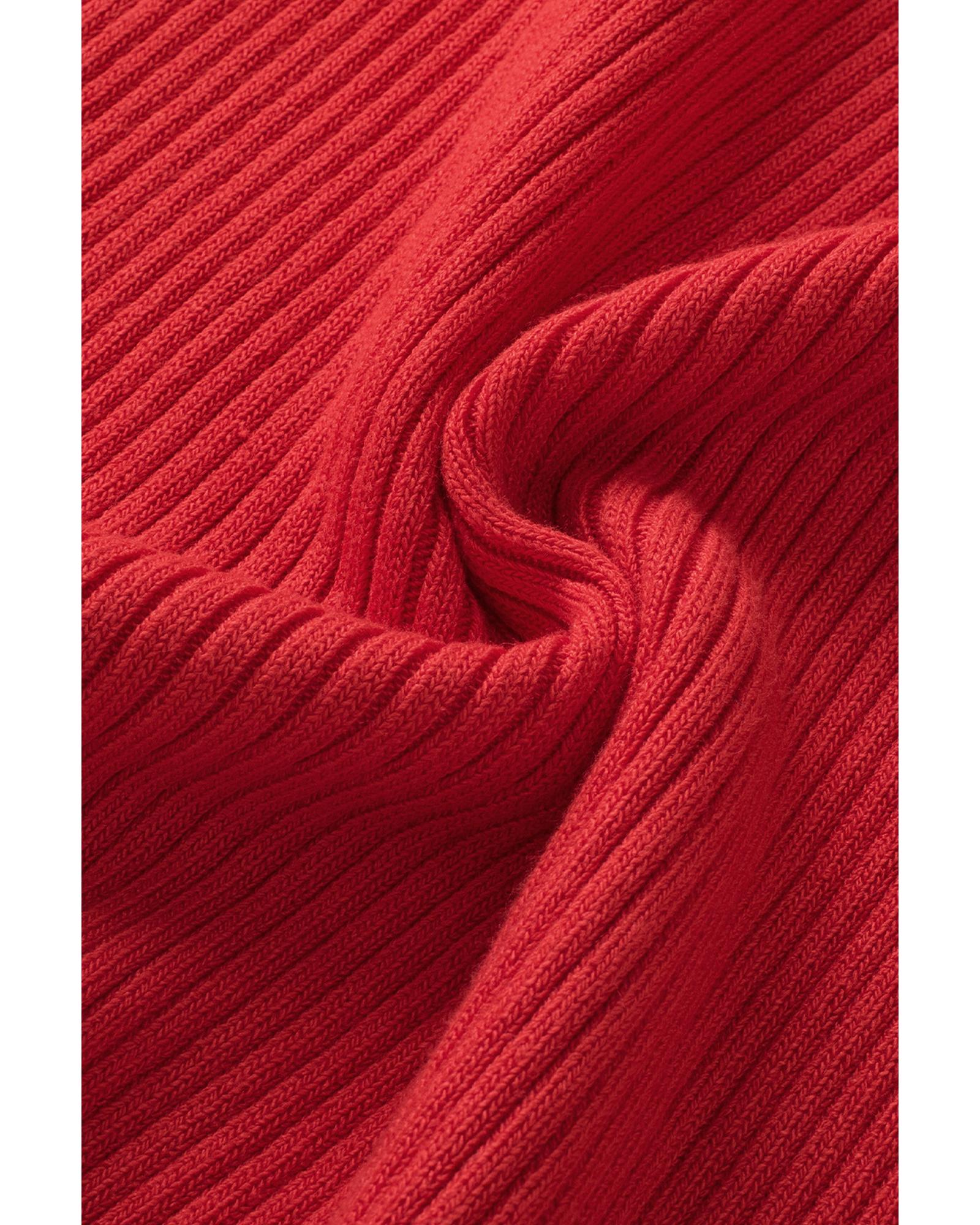 Fiery Red Colorblock Edge Ribbed Knit U Neck Tank Top - XL